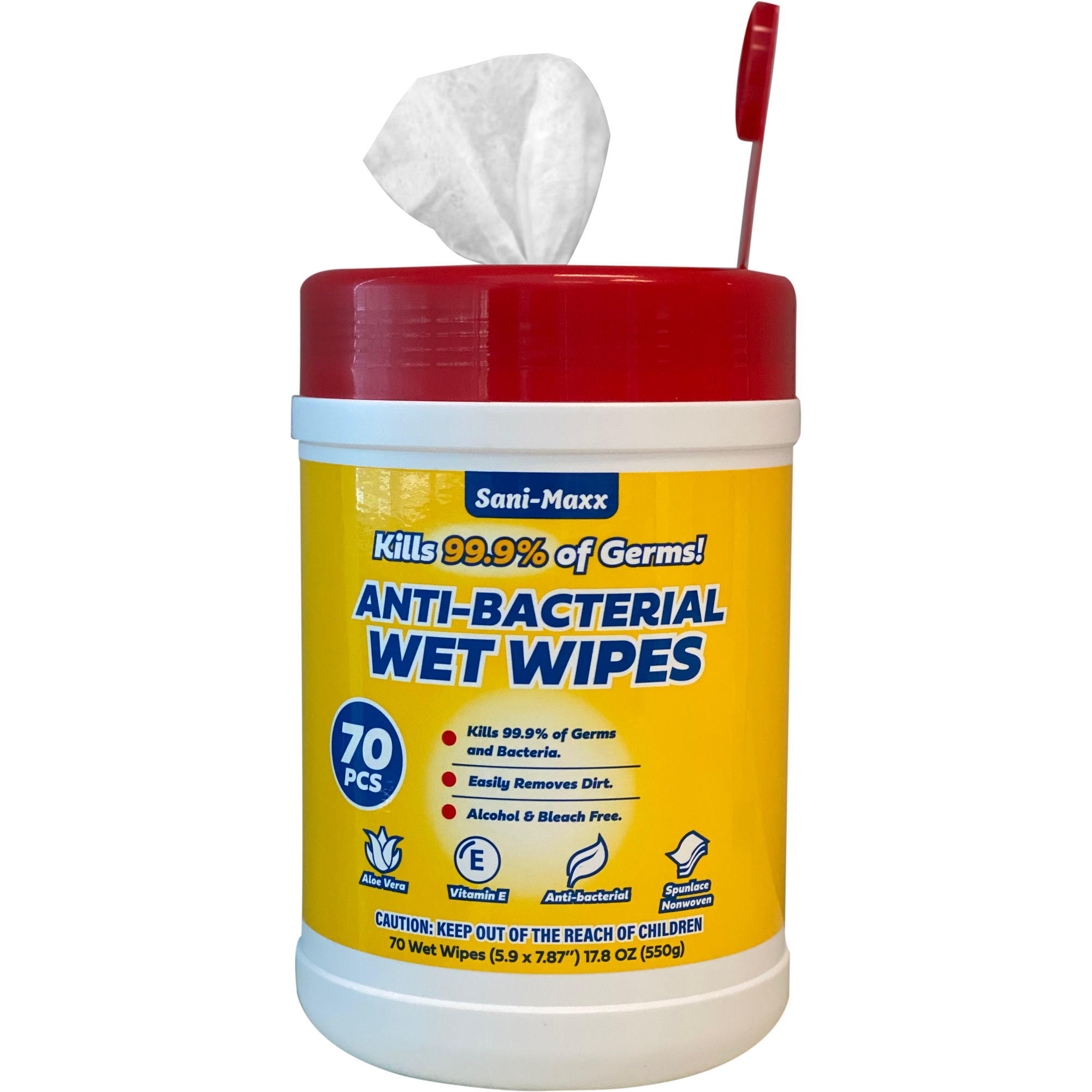 Sani Maxx Antibacterial Multi-Purpose Cleaning Wipes - Kills 99.9% of Germs & Bacteria (70 Wipes/Pack, 12 Packs/Case) - Ideal for Home, Office, Gym & Travel Disinfection