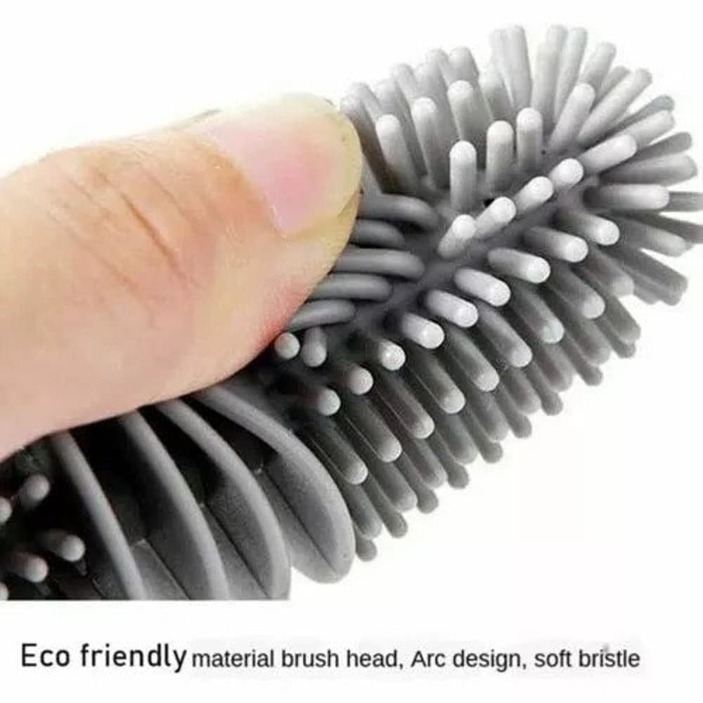 Silicone Bottle Cleaning Brush with Long Handle - Perfect for Water Bottles, Containers, Vases & Glassware - Durable Kitchen Cleaning Tool (Pack of 1) - Ideal for Home, Office, Camping & Travel Use