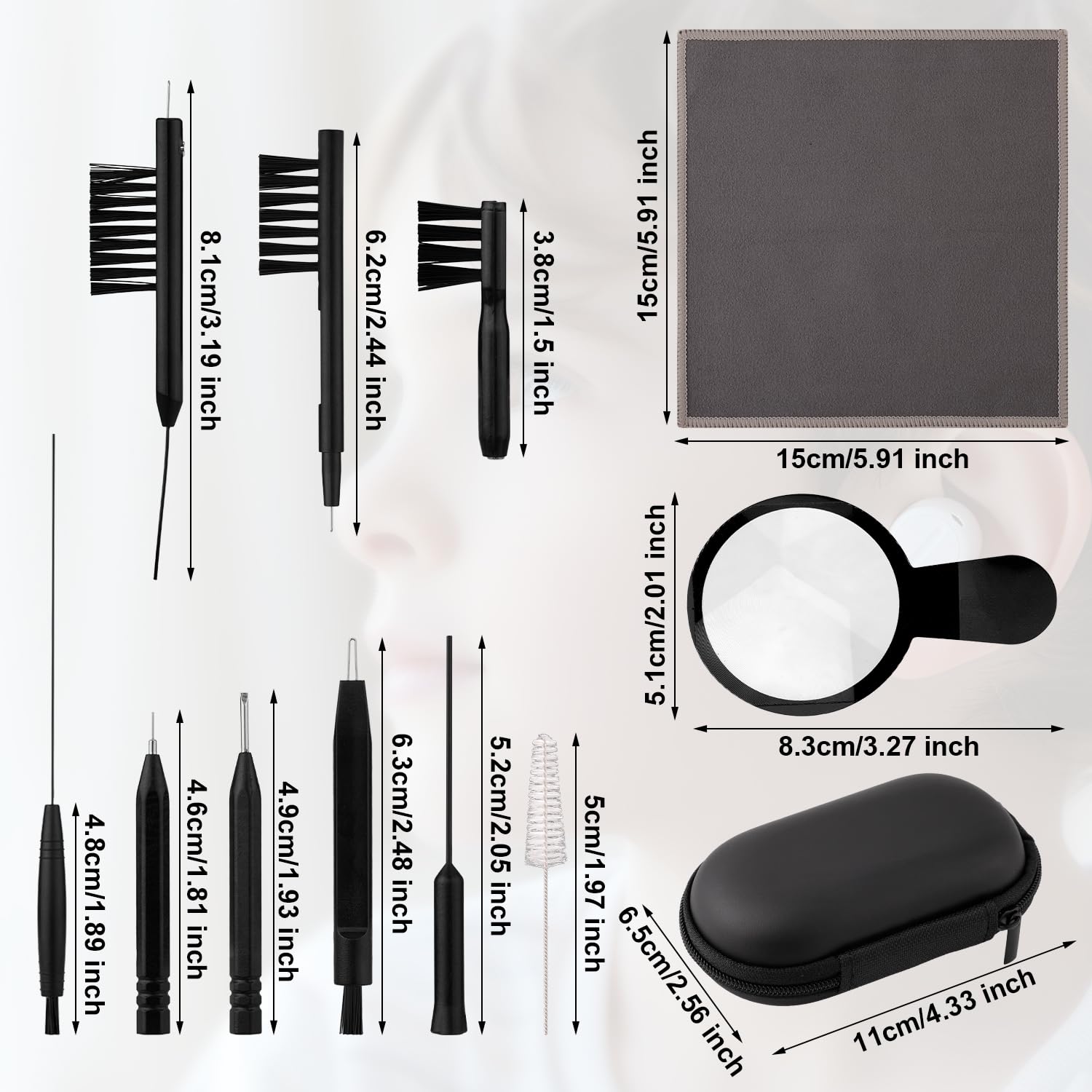**12-Piece Hearing Aid Cleaning Kit - Includes Brush, Magnifier, Ventilation Rod, Screwdriver & Case - Essential Accessories for Hearing Aids, Headsets, Earbuds & Earphones - Perfect for Daily Maintenance & Travel**