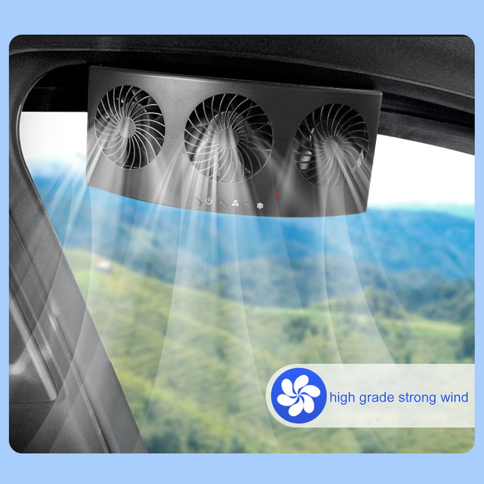 Solar Powered Car Exhaust Fan - USB Car Radiator Fan with 2 Speed Levels & Low Noise | ABS Material Black | Perfect for Electric Vehicle Ventilation & Air Circulation | Ideal for Road Trips, Parking & Hot Weather Use