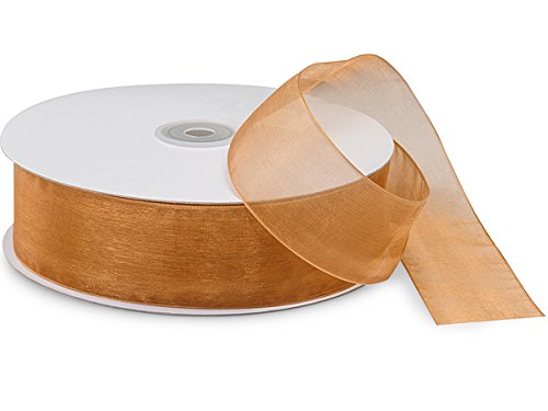 Premium GOLD Simply Sheer Organza Ribbon - 1.5 Inch x 100 Yards, 100% Nylon Fabric Ribbon (5-Pack) for Gift Wrapping, Wedding Decorations & Craft Projects