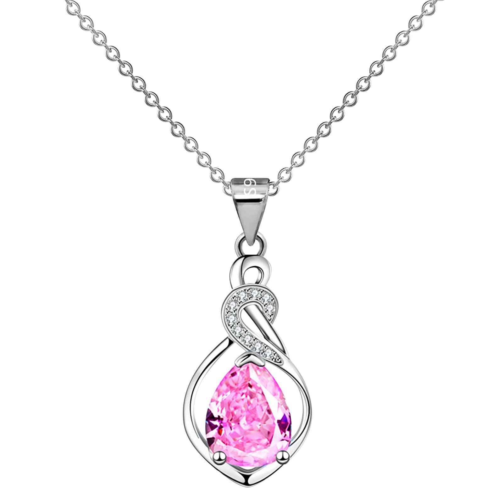 Elegant Diamond Pendant Necklace for Women - Sparkling Pink Diamond Jewelry Gift for Her, Perfect for Anniversaries, Weddings & Special Occasions