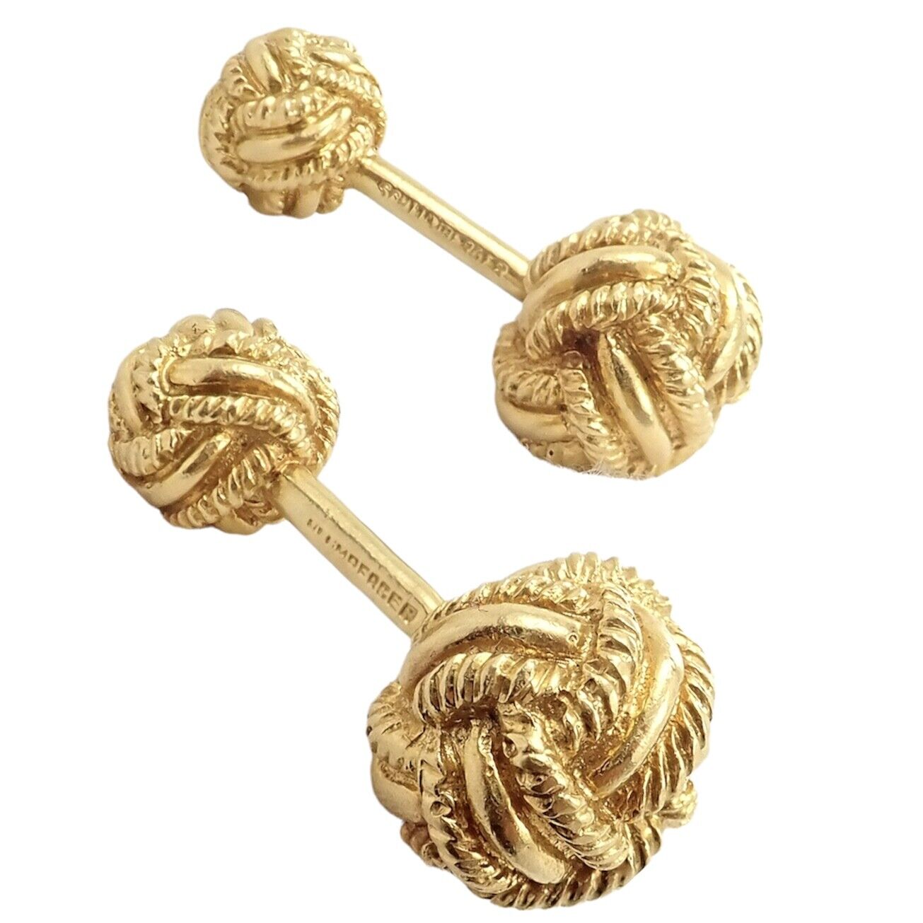 Vintage Tiffany & Co. 18k Yellow Gold Schlumberger Rope Knot Cufflinks - Luxury Men's Jewelry for Weddings & Formal Events
