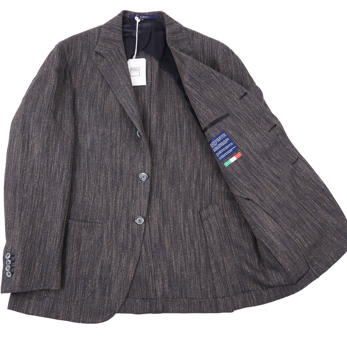 Fedeli Men's Woven Silk Linen Blazer - Lightweight Summer Sport Coat for Business Casual & Wedding Occasions