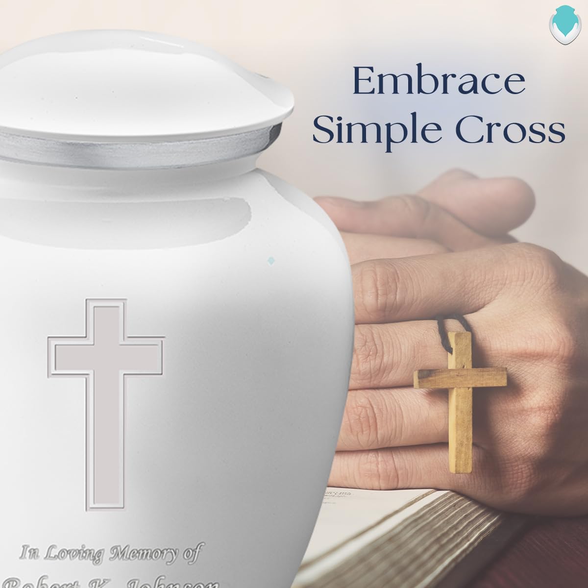Elegant White Cremation Urn for Ashes - Personalized Double Side Engraved Funeral Urn for Adults, Men & Women - Holds 200 lbs - Perfect for Memorial Services & Home Display