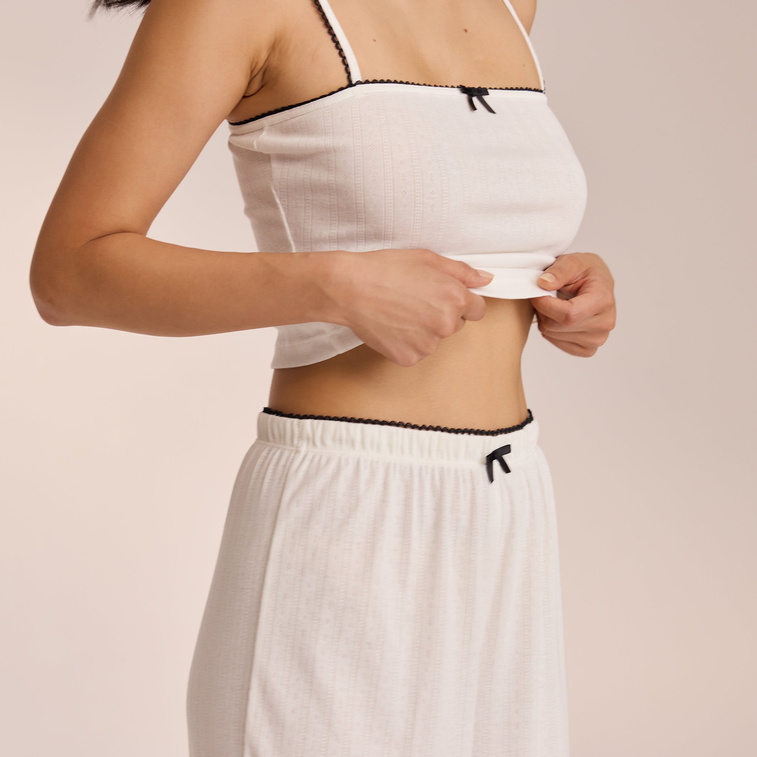 Pointelle Pajama Pants for Women - Soft & Comfortable White Sleepwear for Lounge & Nighttime Relaxation
