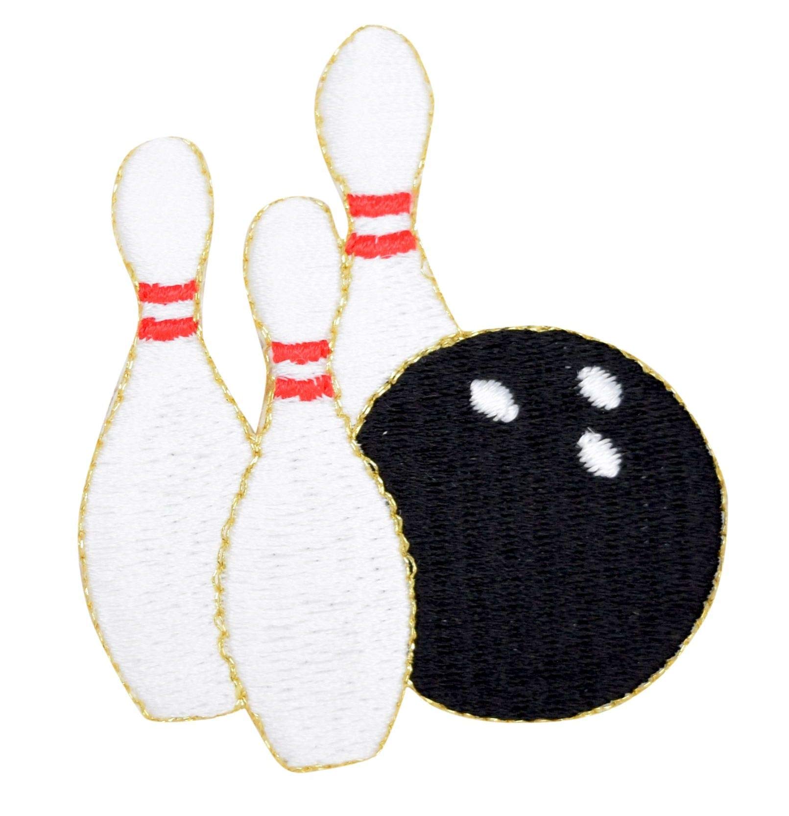 Bowling Pins and Ball Embroidered Iron-On Patch for Jackets, Hats & Bags - DIY Customization for Sports Fans & Bowling Enthusiasts