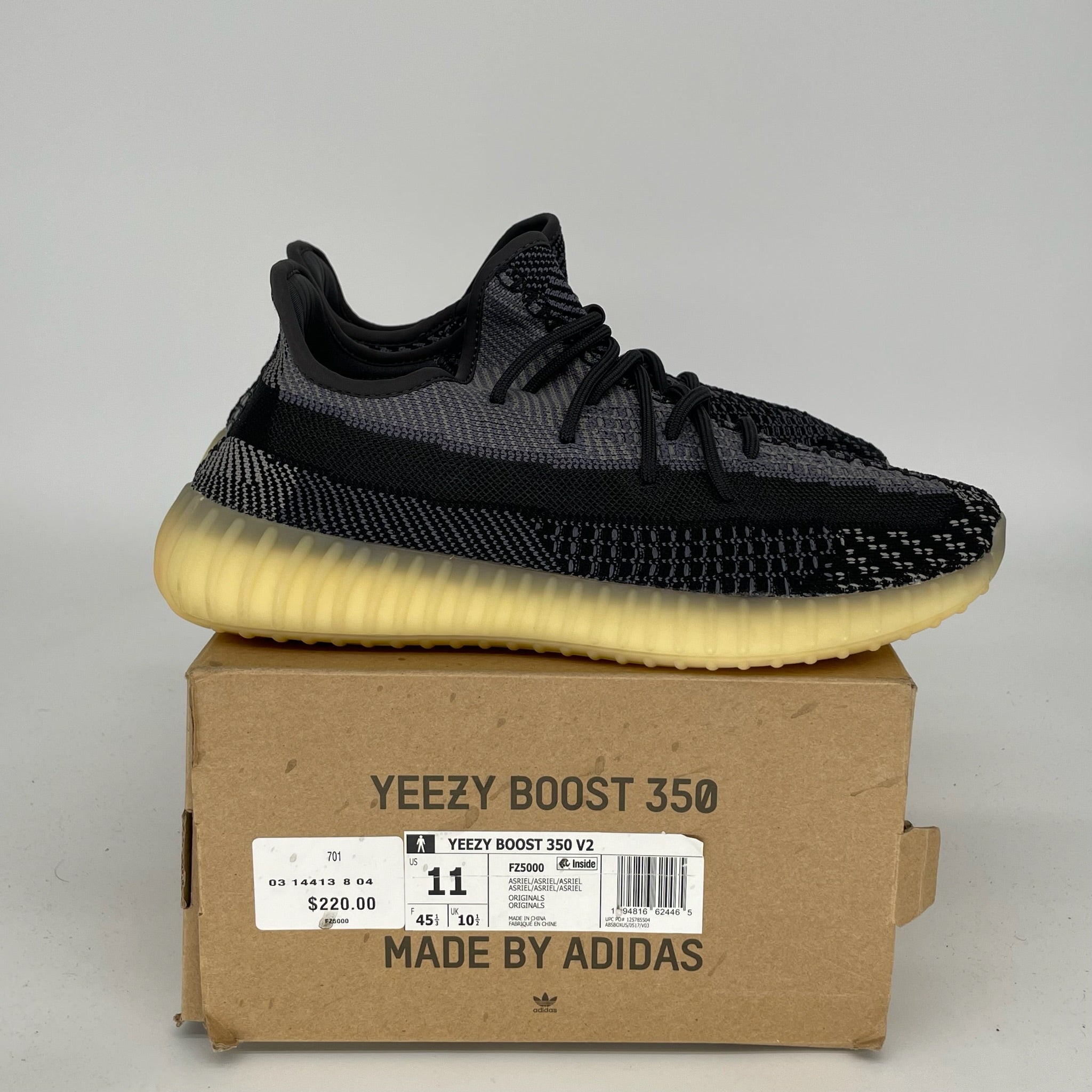 Adidas Yeezy Boost 350 V2 Carbon Sneakers - Men's Size 11 [FZ5000] | Comfortable Running Shoes for Gym, Jogging & Casual Wear
