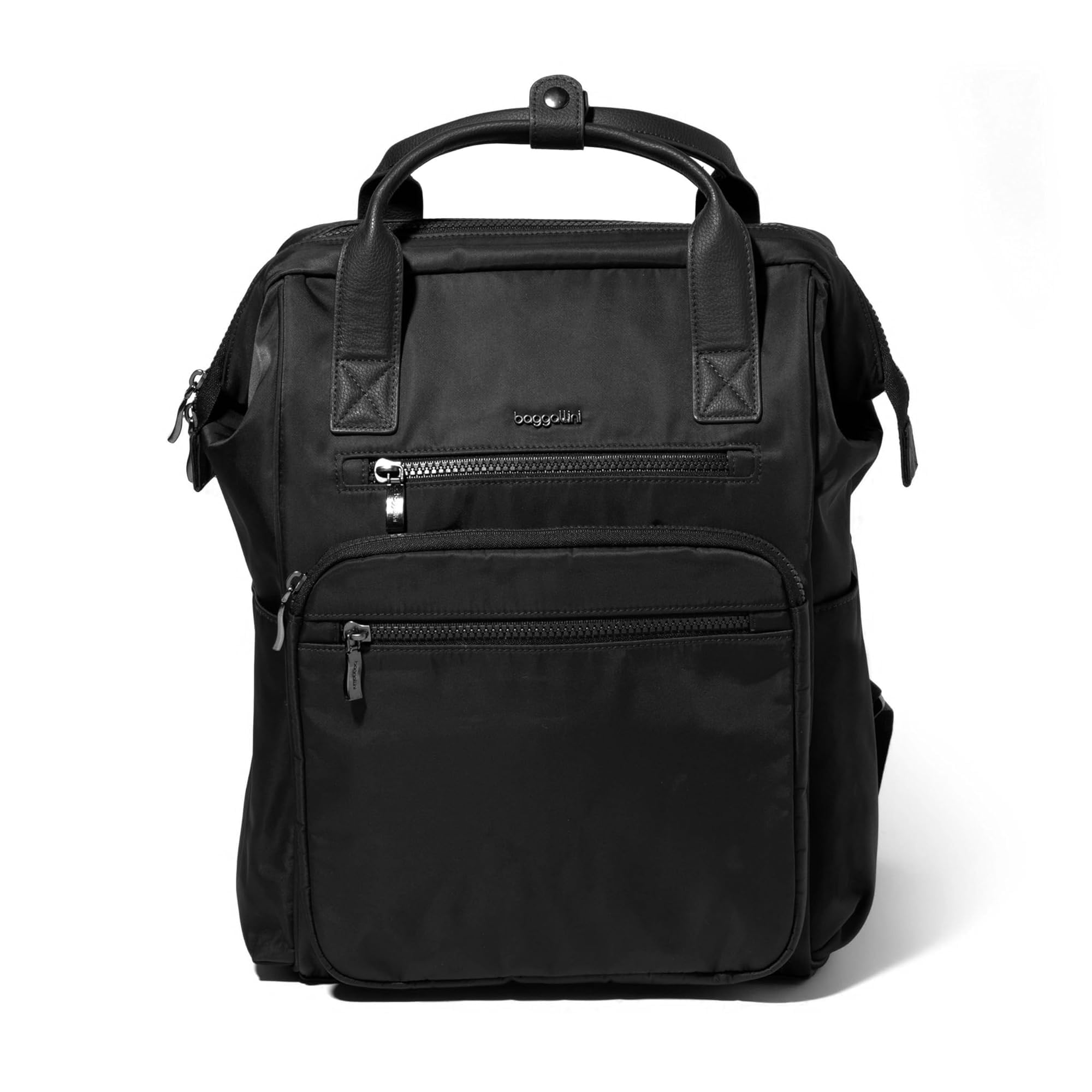 Baggallini Chelsea Laptop Backpack for Women & Men - Stylish Black Twill Work Backpack with Laptop Compartment - Perfect for Office, Travel & School