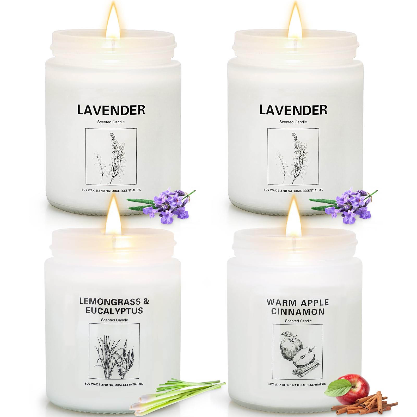 4 Pack Scented Lavender Candles (28 oz) for Home, Stress Relief, Relaxation - Perfect Gift for Women, Birthday, Valentine's Day, Mother's Day & Anniversary - Create a Cozy Atmosphere for Bedroom, Bath & Meditation
