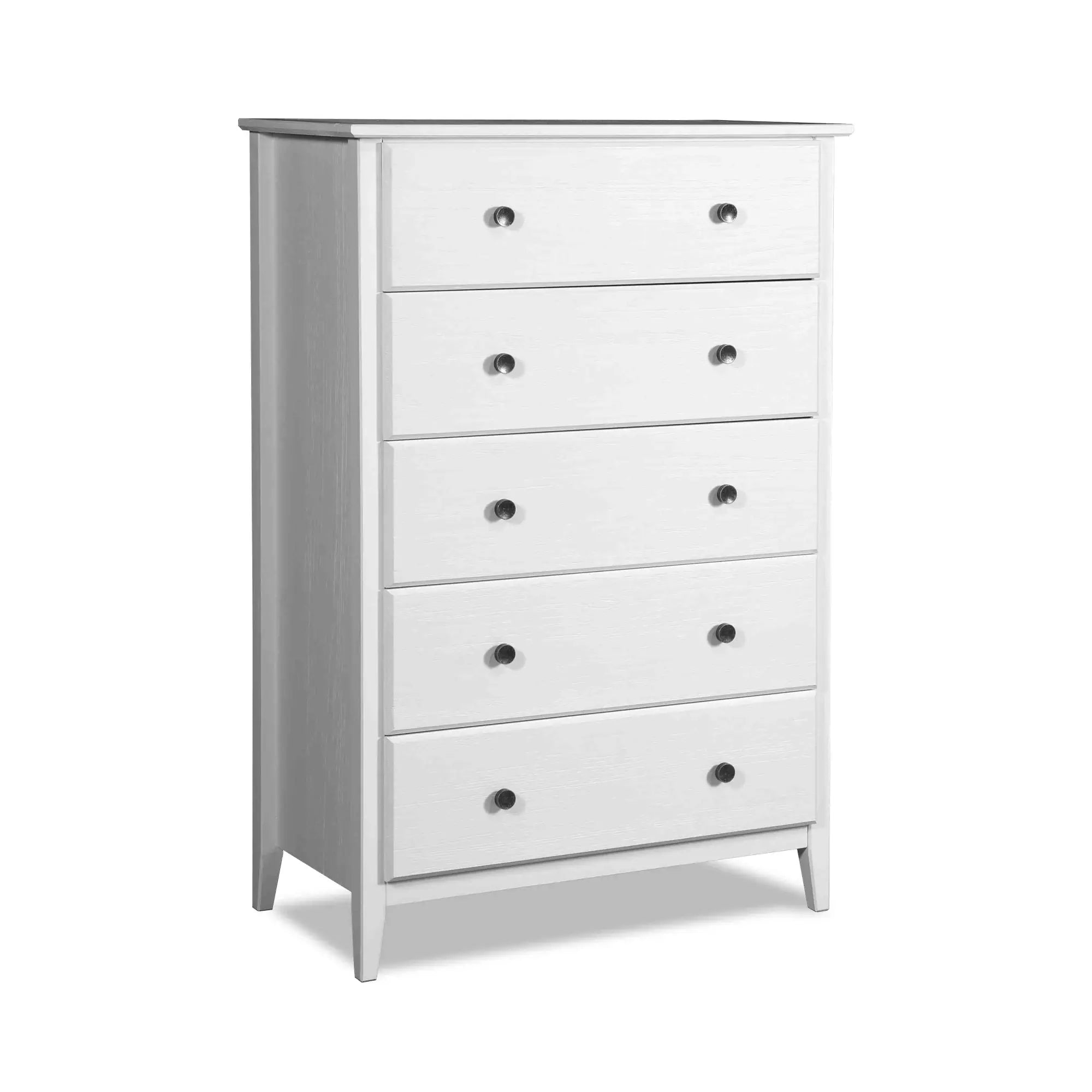 Greenport 5-Piece Bedroom Set - Queen Size Bed Frame, Nightstand, Dresser & Mirror - Modern Farmhouse Furniture for Master Bedroom or Guest Room