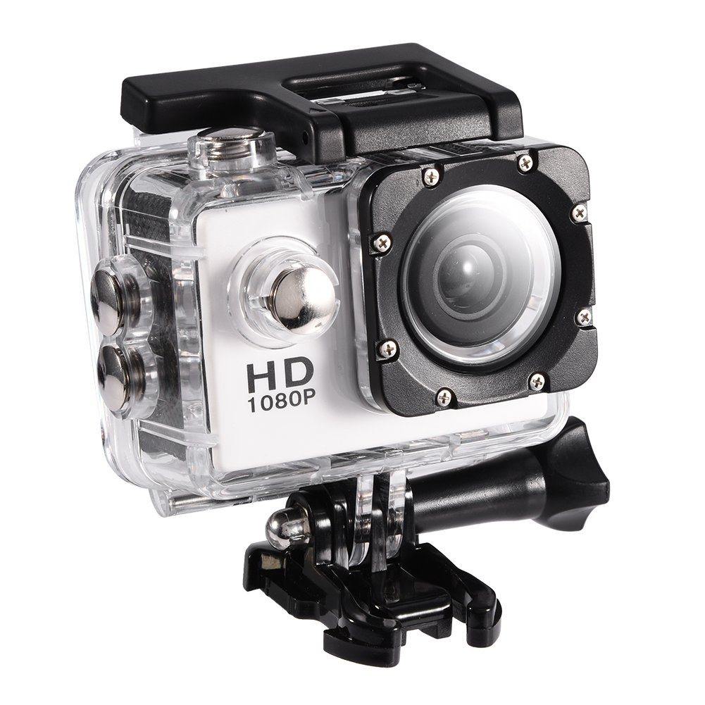 Topiky 4K Waterproof Action Camera - 30m Underwater, 1080P Full HD LCD, 900mAh Rechargeable Battery with Mounting Accessories Kit (White) - Perfect for Surfing, Skiing, Cycling & Outdoor Adventures