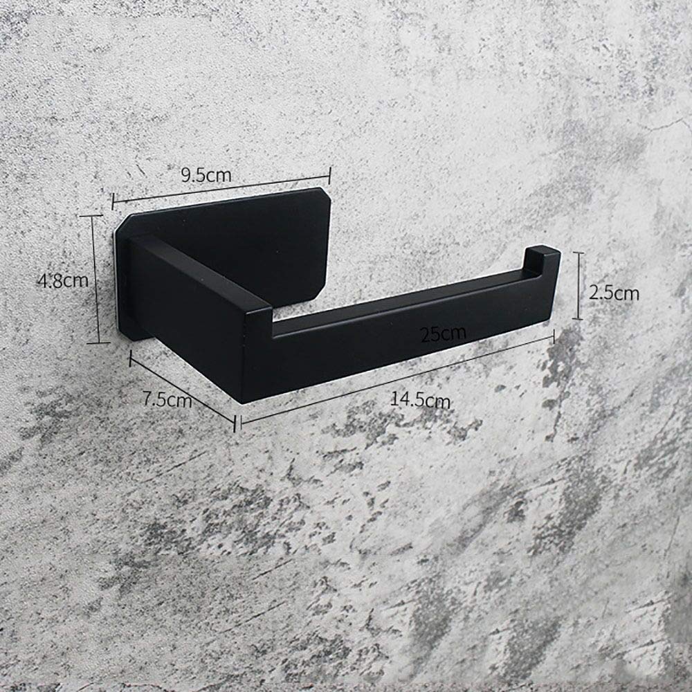 Stainless Steel Self-Adhesive Toilet Paper Holder - No Drill Wall Mount Bathroom Organizer, Black Toilet Roll & Towel Hanger for Home, Kitchen, RV (Perfect for Small Spaces & Rental Apartments)