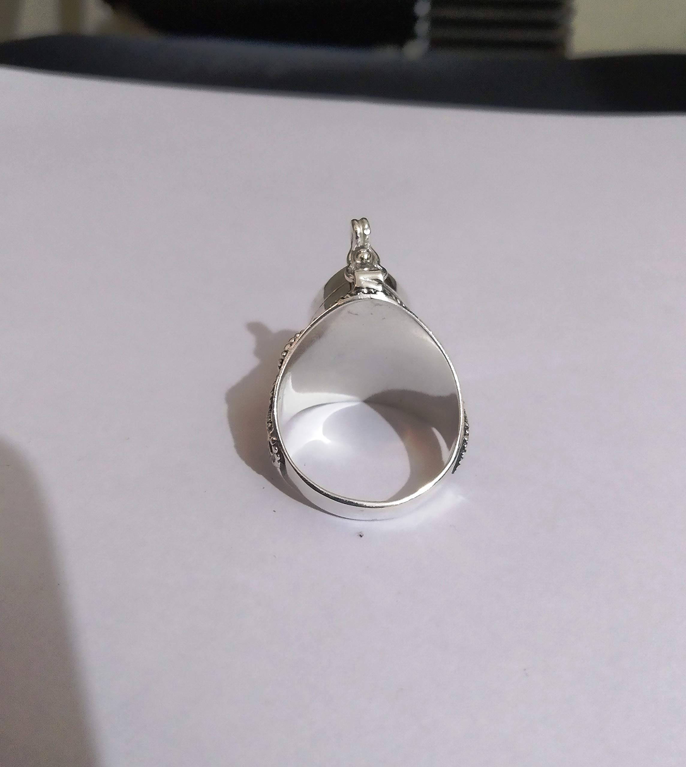 Rainbow Moonstone Poison Ring - 925 Sterling Silver Handmade Secret Box Ring with Labradorite | Adjustable Size 7.5 | Unique Mother's Day Gift, Witchy Jewelry & Gothic Fashion Accessory | Perfect for Cosplay, LARP, and Alternative Style Outfits