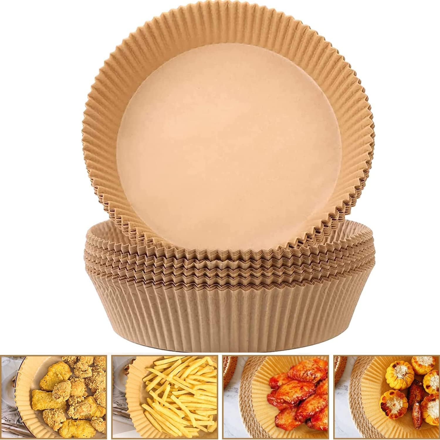 50pcs 20cm Round Non-Stick Air Fryer Disposable Liners - Perfect for Hassle-Free Cooking & Easy Cleanup | Ideal for Air Fryers, Roasting, Baking & Meal Prep