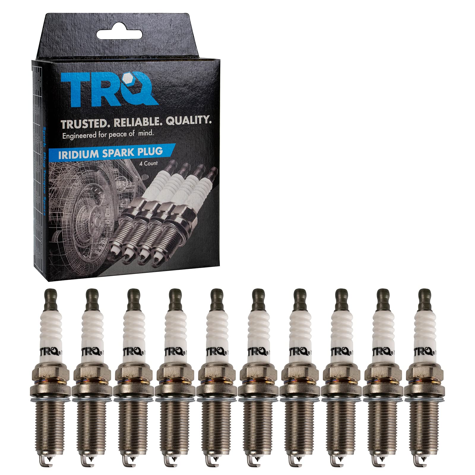 TRQ Iridium Spark Plugs - Premium Engine Tune Up Ignition Kit (10-Piece Set) for Improved Performance & Fuel Efficiency - Perfect for Cars, Trucks & SUVs