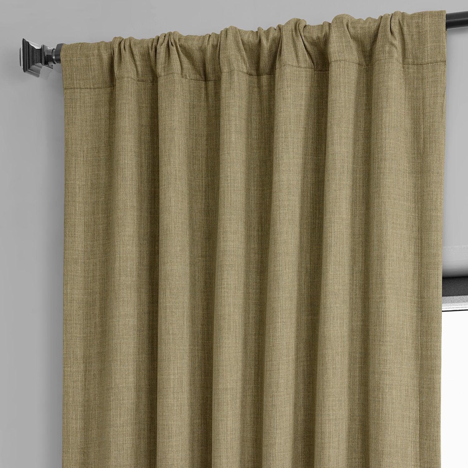 Nomad Tan Textured Faux Linen Blackout Curtains - Light Blocking Window Drapes for Bedroom, Living Room & Home Theater