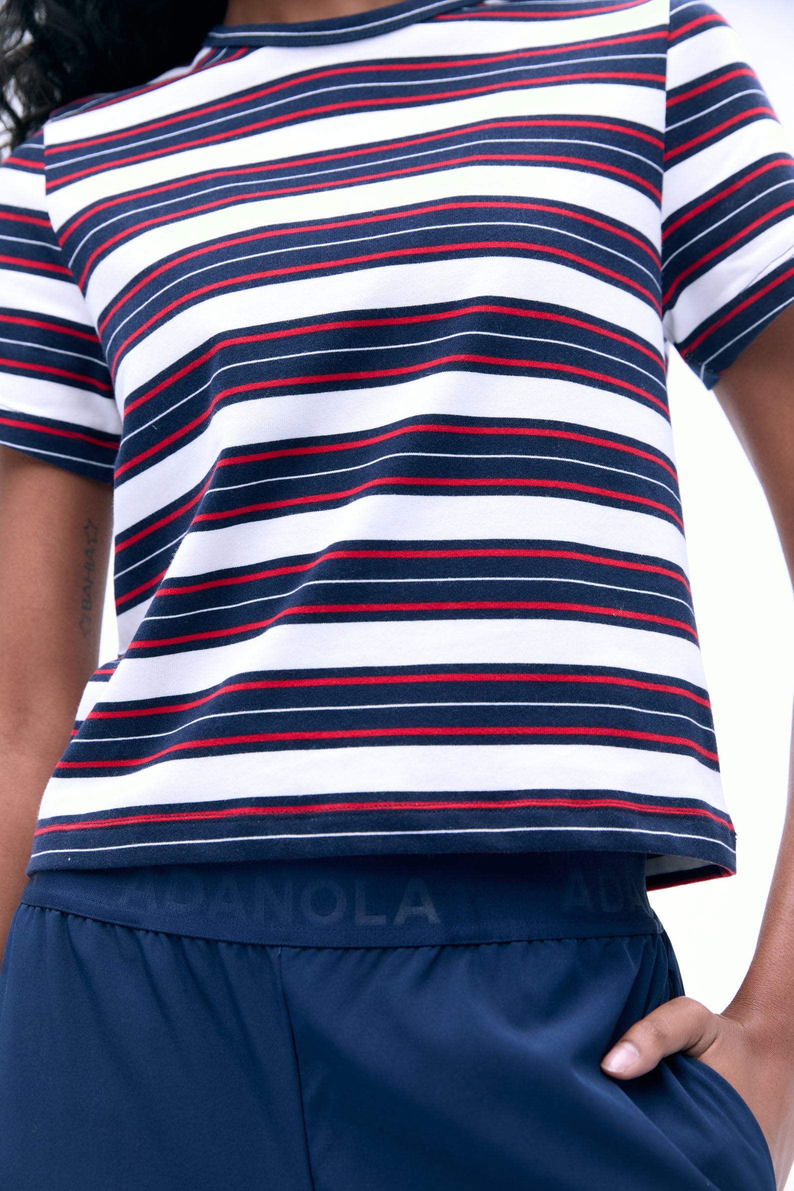 Stripe Short Sleeve Classic T-Shirt for Men & Women | Navy Blue & Classic Red | Casual Wear, Summer Outfits, Beach Vacation Essentials