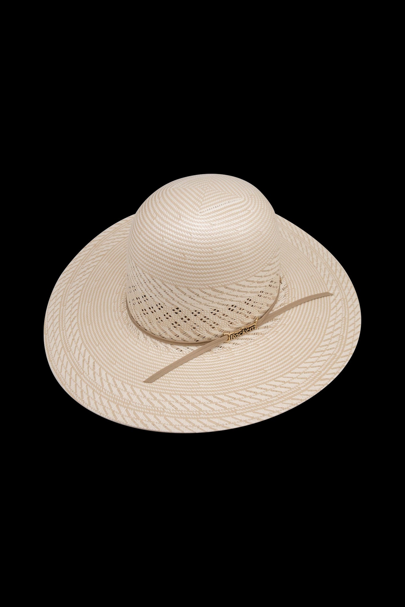 Rock'em 100X Buckaroo Breeze Open Crown Straw Cowboy Hat for Men - Western Rodeo, Outdoor Ranch Work & Summer Sun Protection