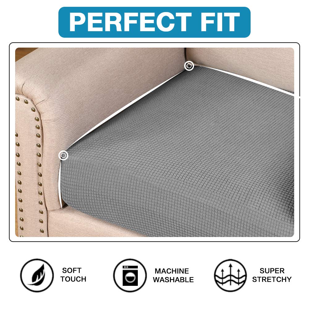 Premium Flamingo Print High-Stretch Sofa Cushion Covers - 3-Piece Set with Elastic Bottom (Dove Gray) - Soft, Flexible Furniture Protectors for Living Room, Sectional, Loveseat & Recliner