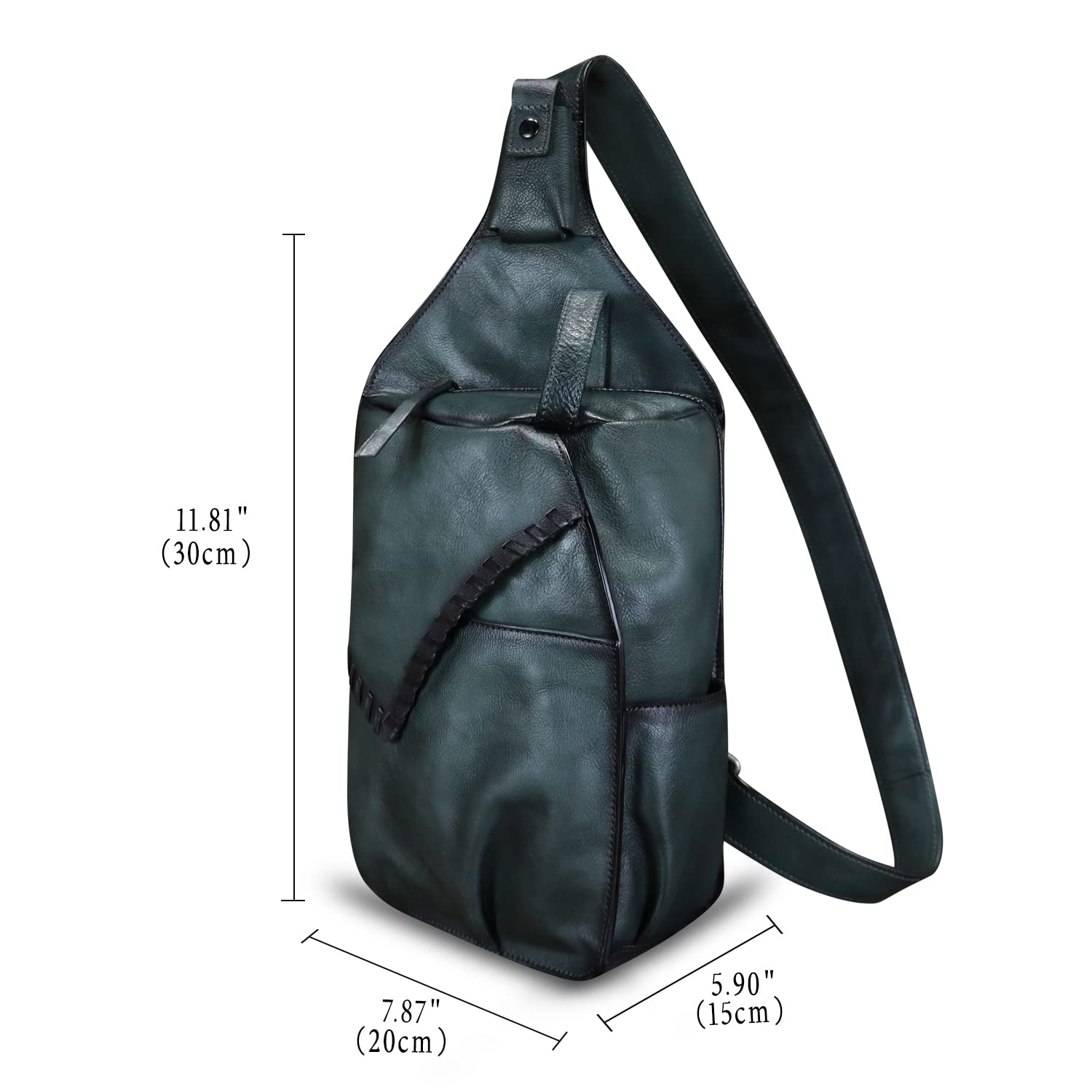 Genuine Leather Sling Bag for Men - Handmade Retro Crossbody Backpack, Shoulder Fanny Pack - Perfect for Hiking, Travel & Daily Use