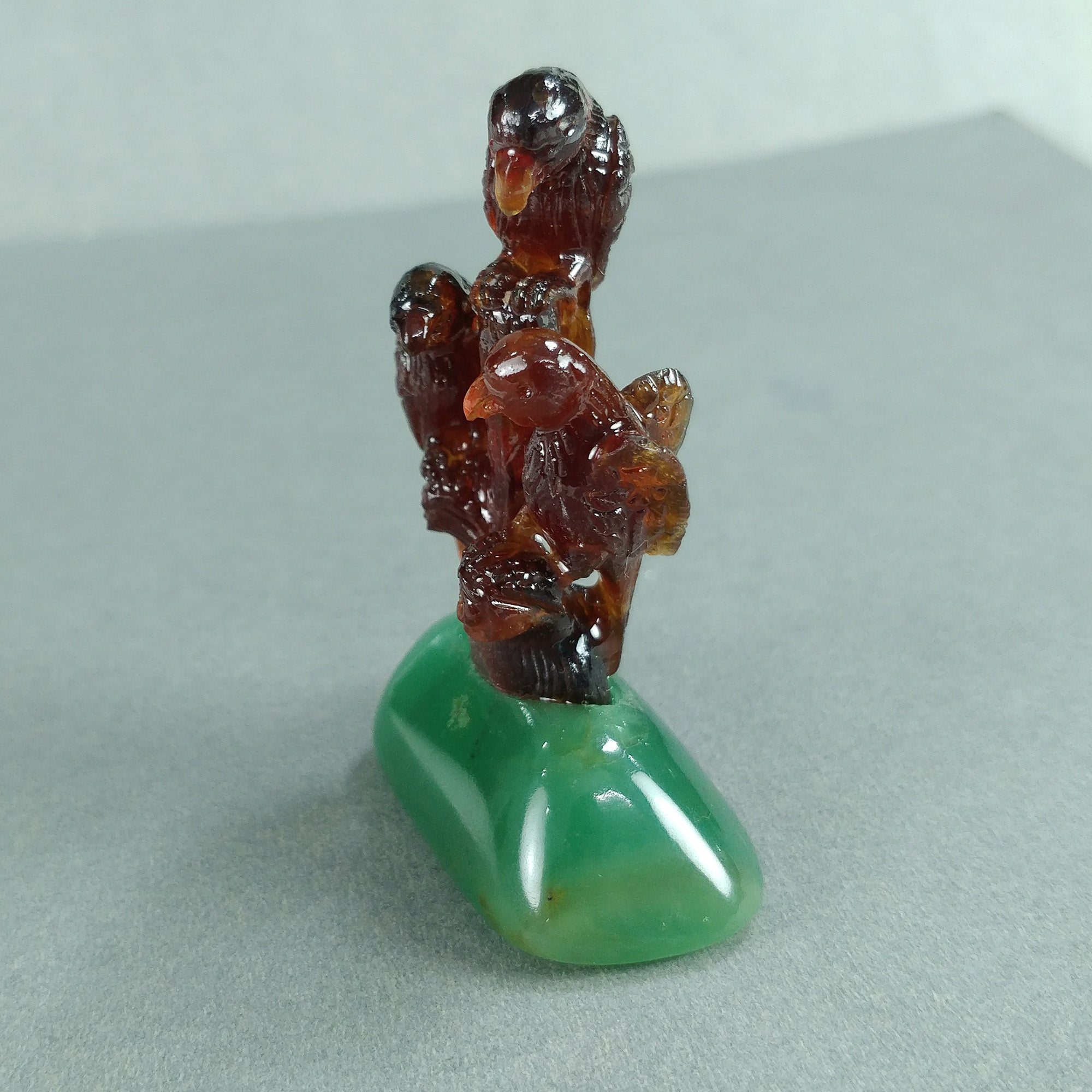 Natural Hessonite Garnet Gemstone Bird Carving - 218.50cts Untreated Cinnamon Hessonite with Quartzite - 63x43mm Handcrafted Jewelry for Meditation & Spiritual Healing