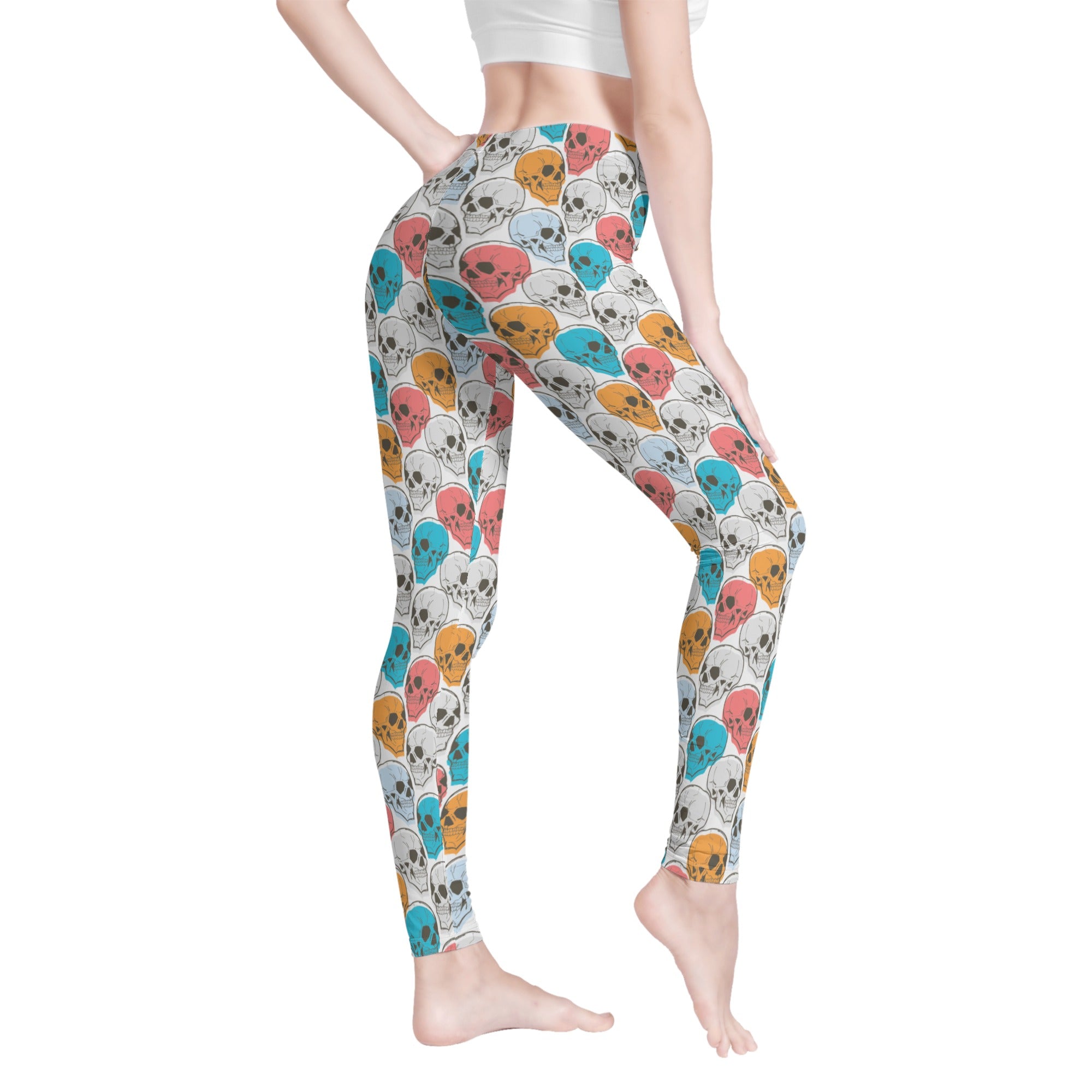 Gothic Colored Skull Print Leggings for Women - Trendy Halloween & Punk Rock Fashion Outfits