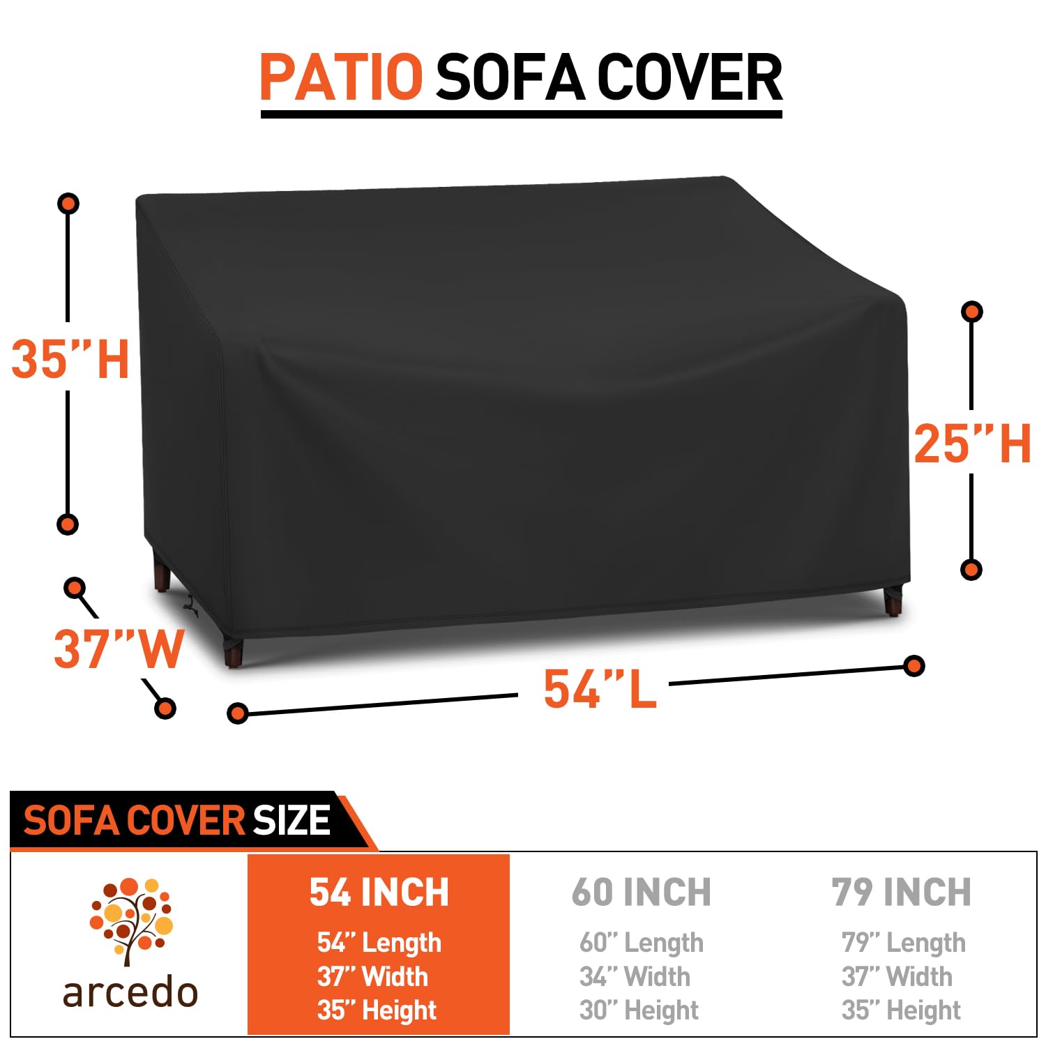 Waterproof 2-Seater Outdoor Loveseat Cover for Patio Furniture - 54