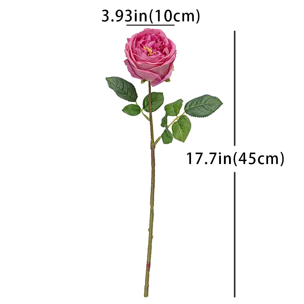 Real Touch Artificial Flowers - 4pcs Latex Fake Roses & Peonies for Home Decor, Living Room, Wedding, Party, Table Centerpiece (Vivid Pink, Rose Red) - Lifelike Fake Flowers for Decoration