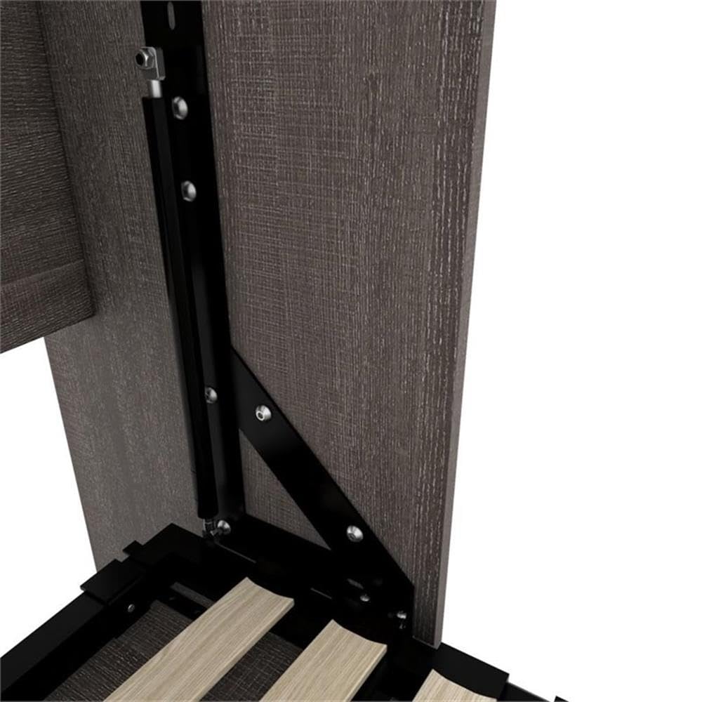 Pemberly Row Queen Size Wall Bed - Solid Wood Frame, Space-Saving Gray Murphy Bed, No Box Spring Required, Easy Assembly for Small Apartments & Guest Rooms