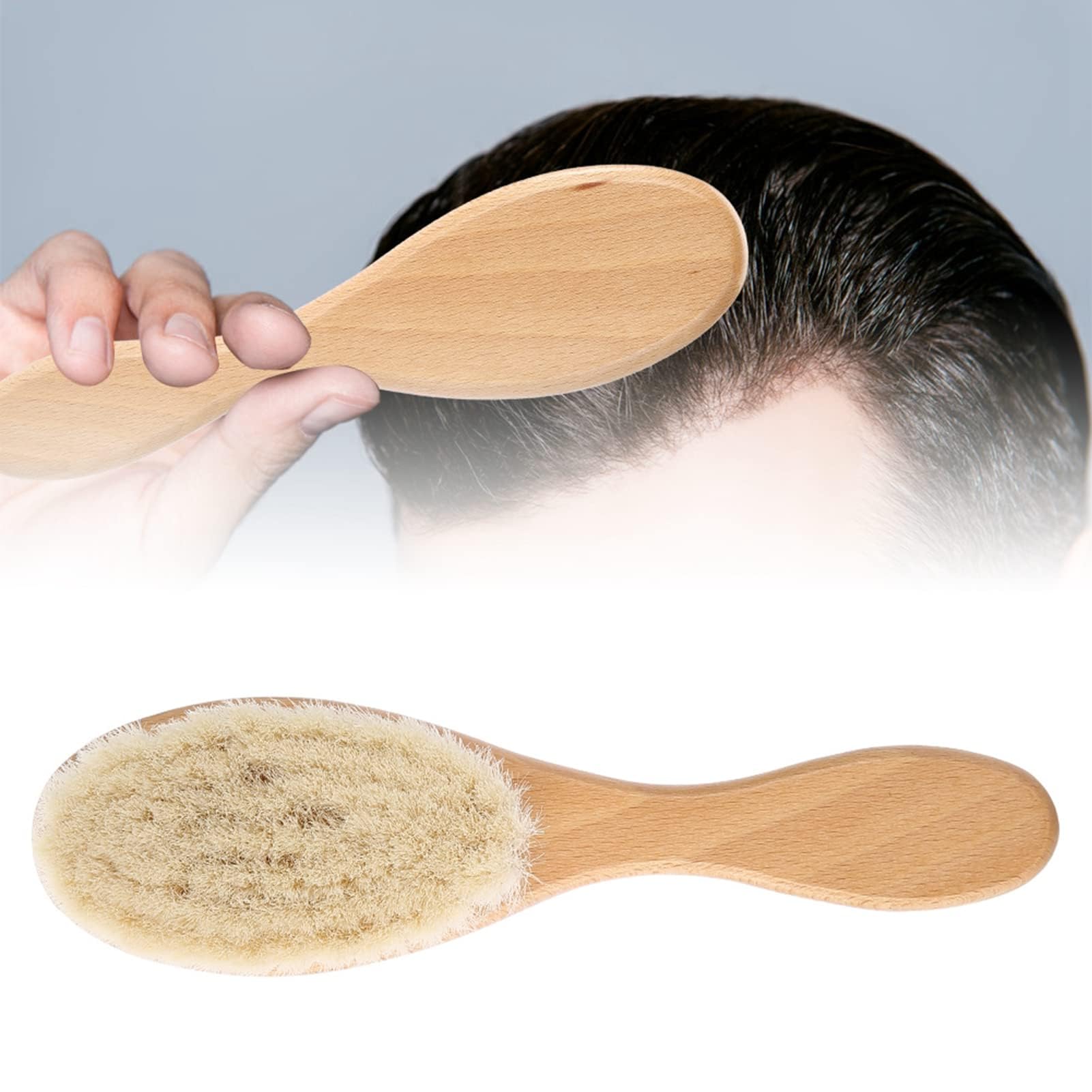 Wooden Hair Cleaning Brush with Soft Goat Hair Bristles - Natural Oil Head Massage Brush for Men & Women | Perfect for Scalp Care, Styling and Relaxation at Home or Salon