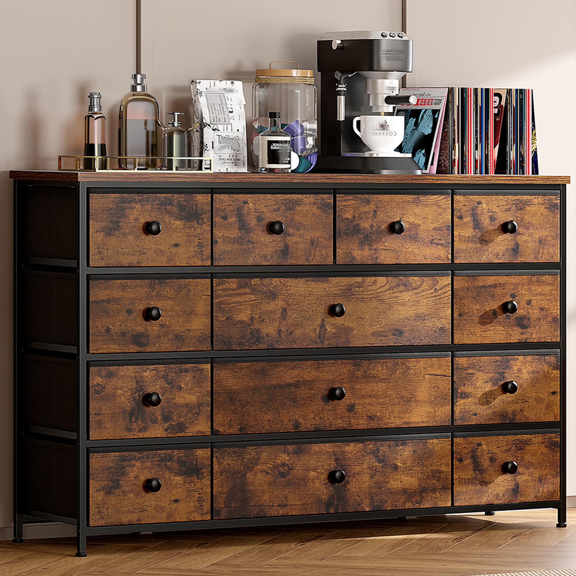 Brown Dresser for Bedroom with 13 Storage Drawers - 55