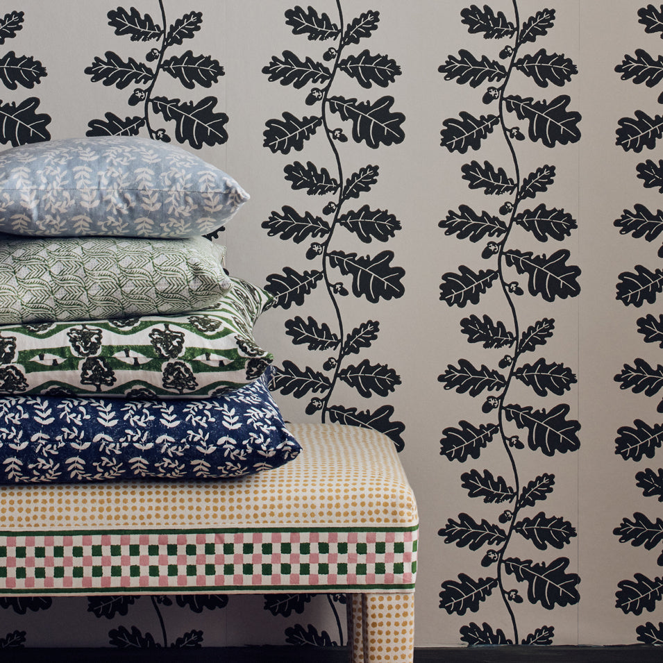 Handmade Indian Leaf Hand Block Printed Cotton Fabric - Blue Green Design for Home Decor, DIY Crafts & Fashion Accessories