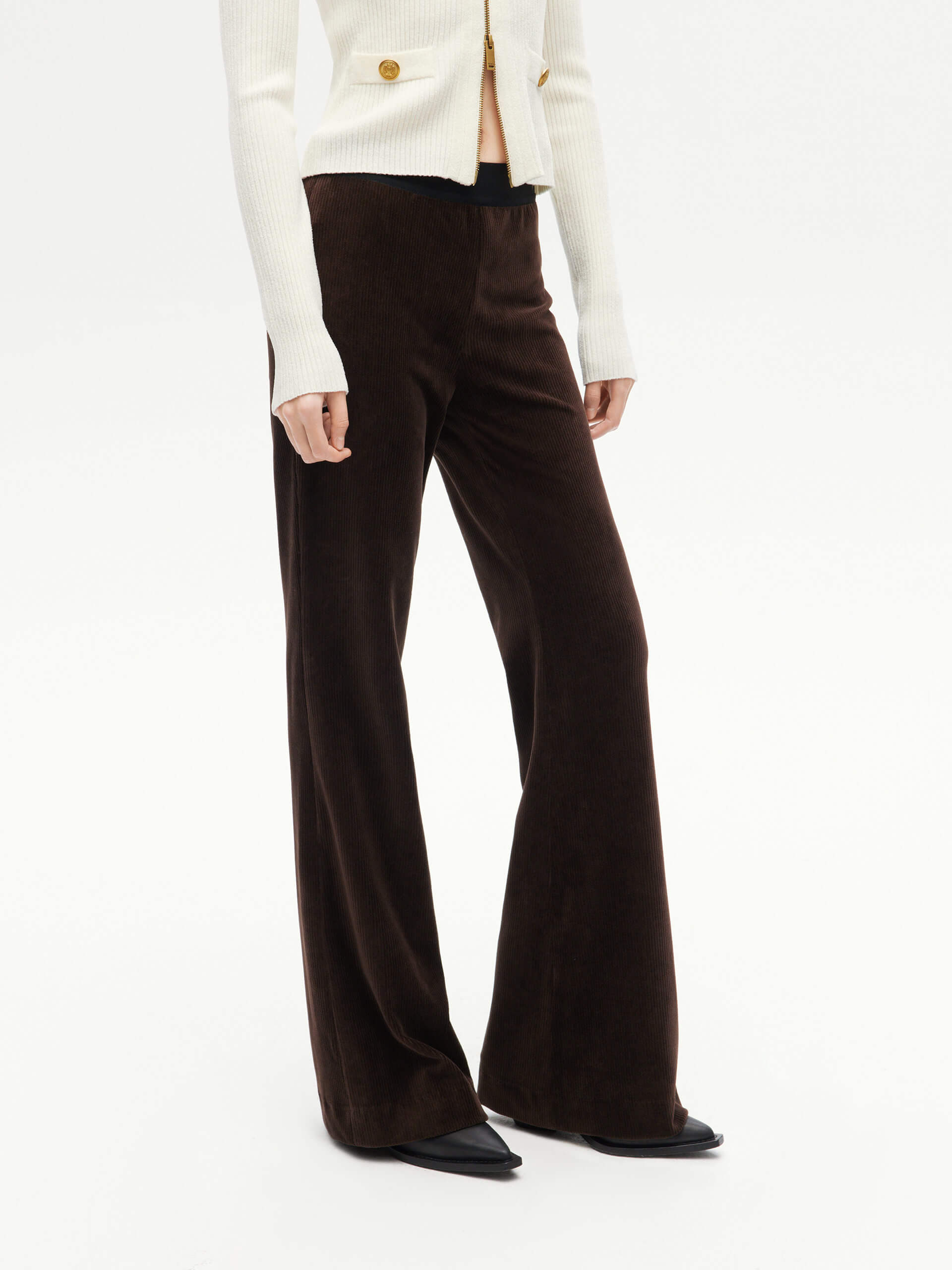 Stretchy Elastic Waist Flared Pants for Women - Comfortable High Waist Wide Leg Trousers - Perfect for Office, Casual Wear & Travel