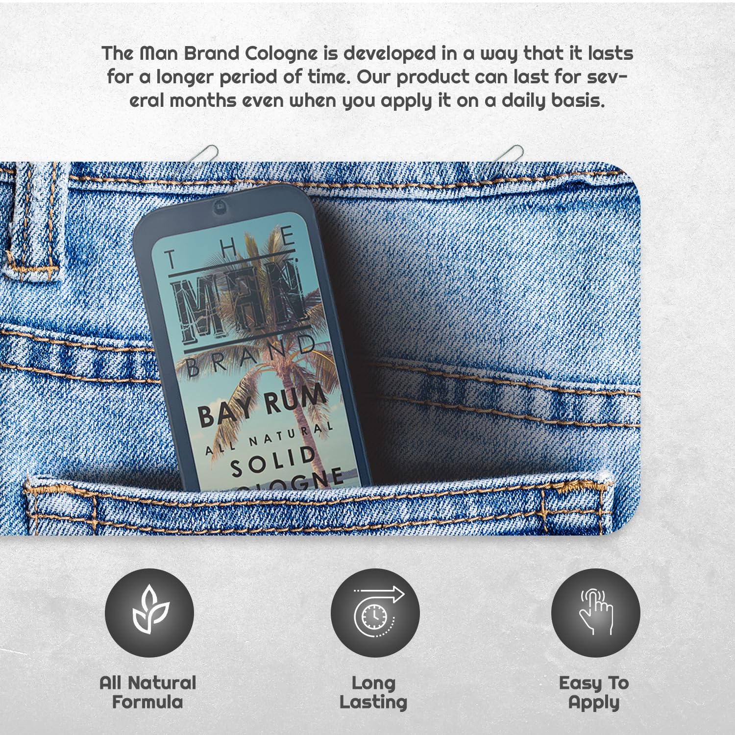 Bay Rum Solid Cologne for Men - Natural, Travel Size (3/4 oz) | Long-Lasting Fragrance Wax | Classic Bay Rum Scent | Perfect for Travel, Gym & Everyday Use