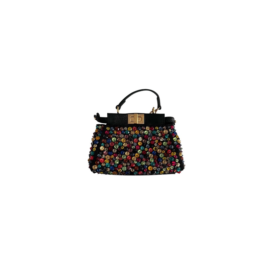 Fendi Multicolor Beaded Mini Peekaboo Handbag - Luxury Designer Crossbody Bag for Women, Perfect for Parties, Dates & Special Occasions