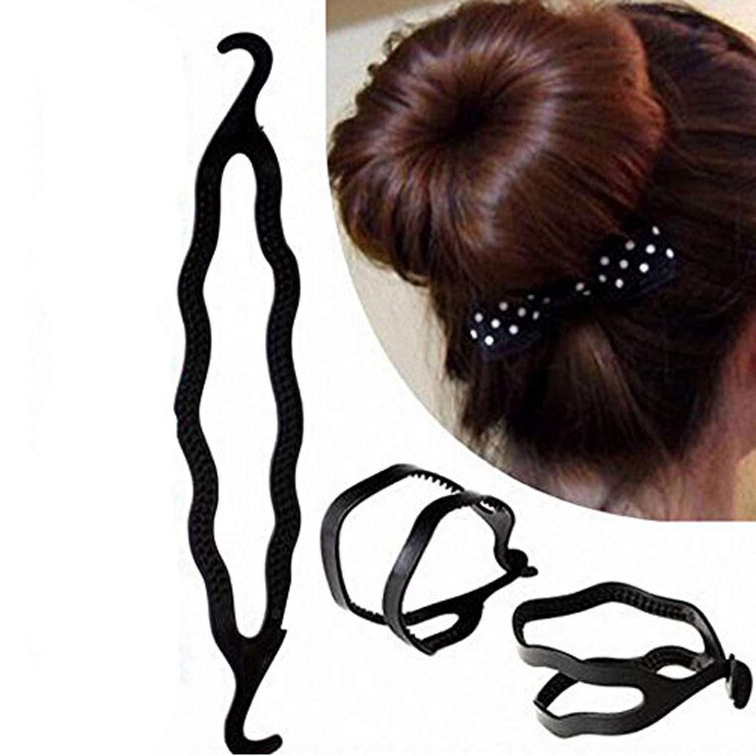 ASG 3-Pack Hair Twist Bun Maker Set with French Twist Donut - Hair Accessories for Women & Girls - Perfect for Updos, Ponytails & Formal Occasions