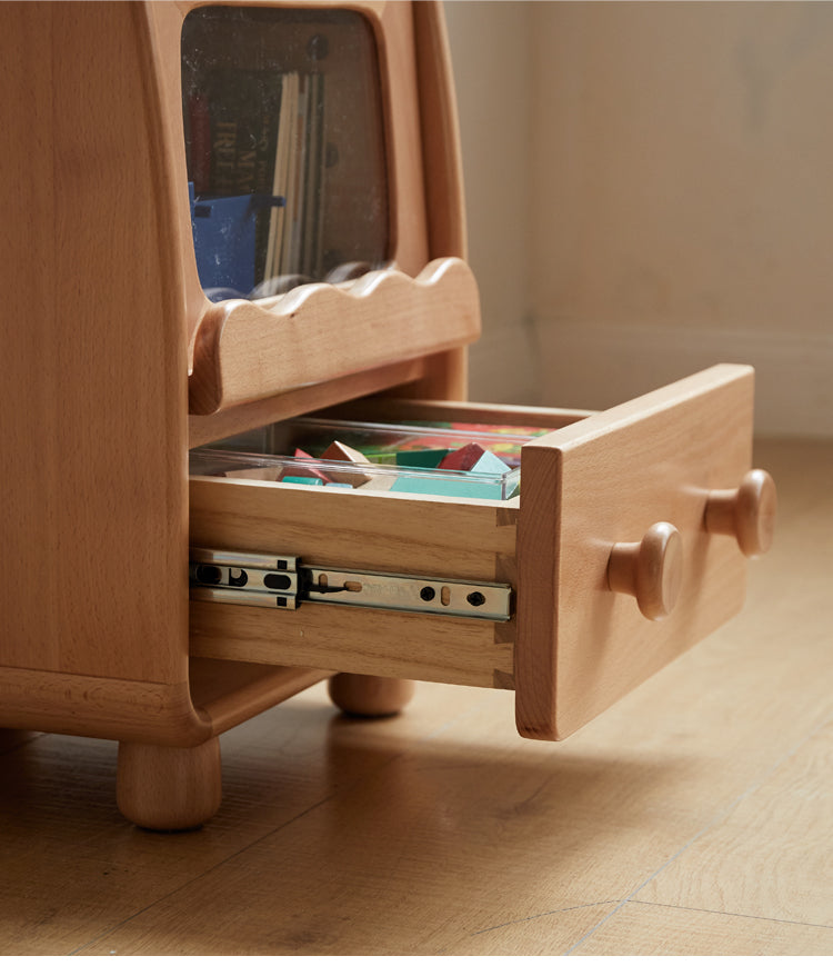 Solid Wood Kids Nightstand - Beech & Poplar - Perfect for Bedroom, Nursery, and Playroom Organization