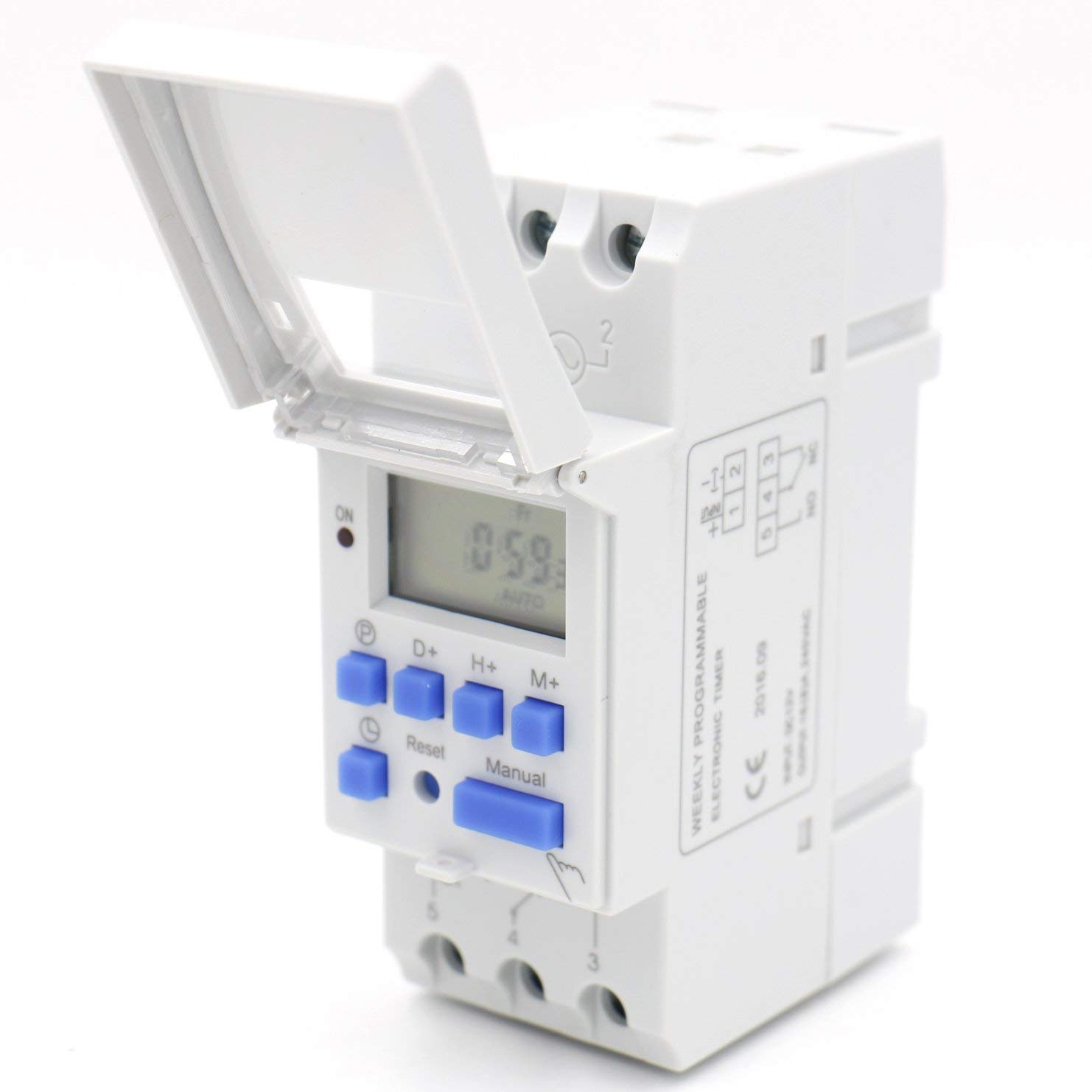 Digital LCD DIN Rail Timer - Programmable Weekly Timer Switch, 16A 110V AC/12V DC, Time Relay Control Counter for Home Automation & Industrial Use