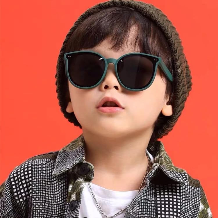3-12 Years Kids Polarized Sunglasses for Boys & Girls - UV400 Protection Cat Eye Fashion Shades with Soft TPEE Frame (Light Blue) - Perfect for Beach, Outdoor Play & Summer Activities