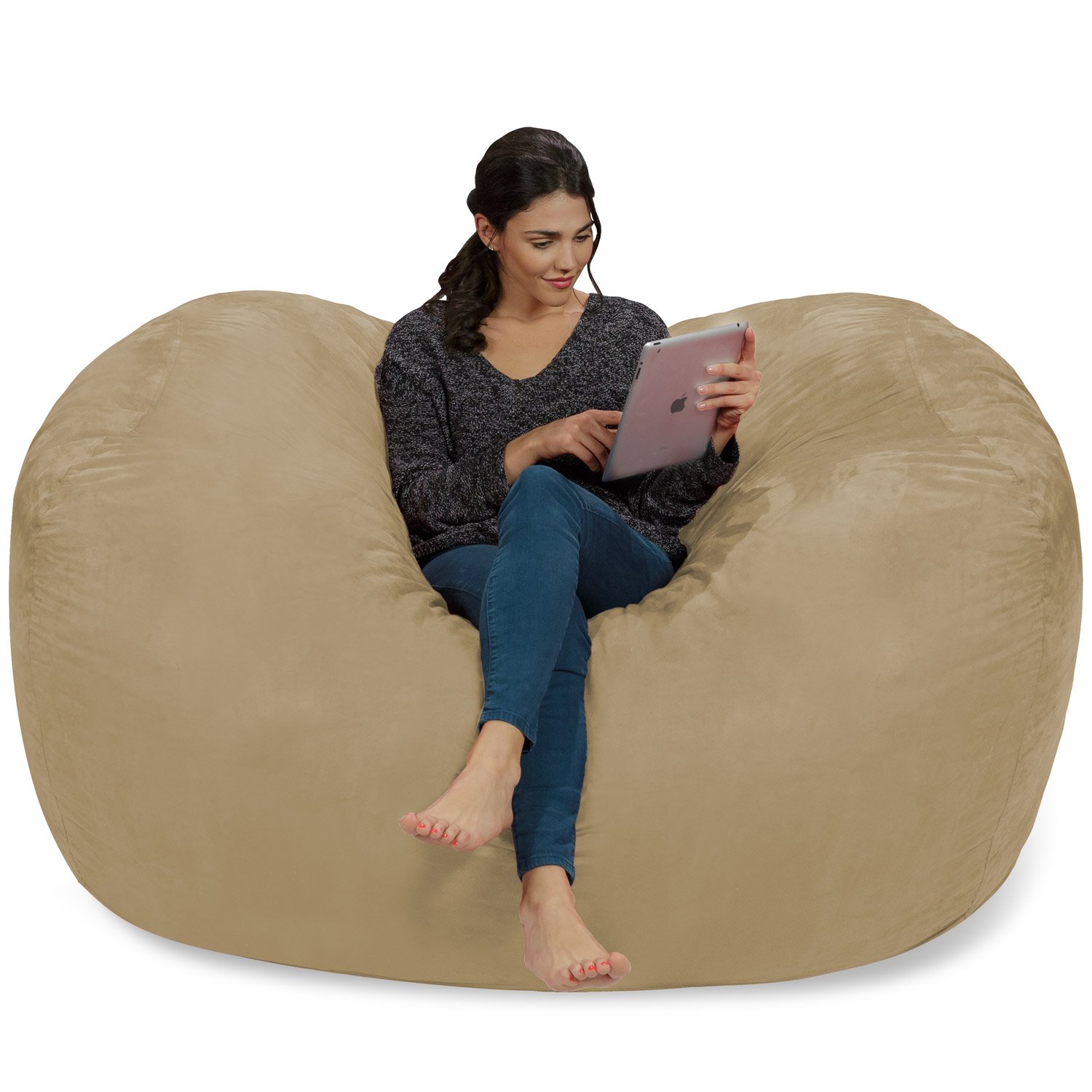 Chill Sack 6' Memory Foam Bean Bag Chair - Oversized Lounger with Soft Microfiber Cover (Camel) - Perfect for Living Rooms, Game Rooms & Dorm Relaxation