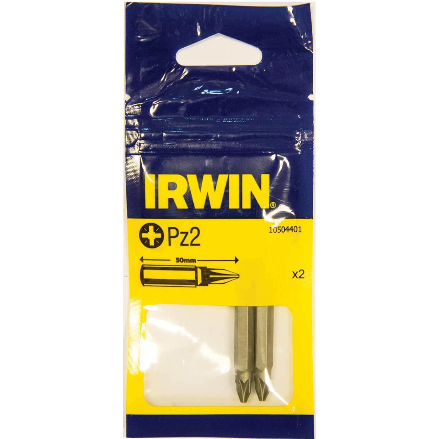 Premium Irwin Screwdriver Bits Set - 2 Pack PZ2 PoziDrive 50mm for Woodworking, Furniture Assembly & DIY Projects - Durable & Precision Fit