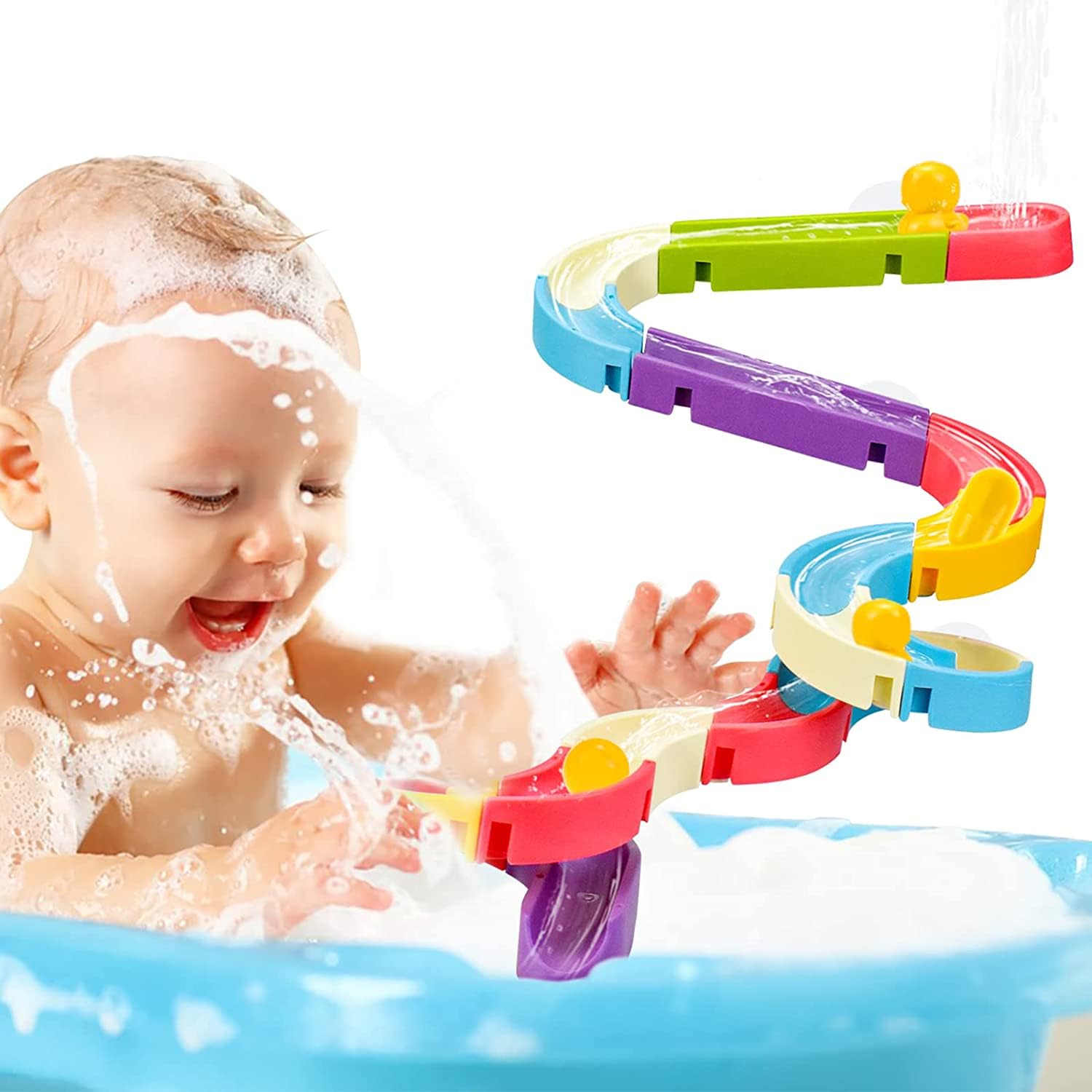 **Best Baby Bath Toys for Toddlers 1-3 Years Old | Fun Duck Slide Water Toy & Building Bath Time Gifts for Kids Ages 2-6 | Safe & Educational Bath Toys for Boys & Girls | Perfect for Bathtime Play & Learning**