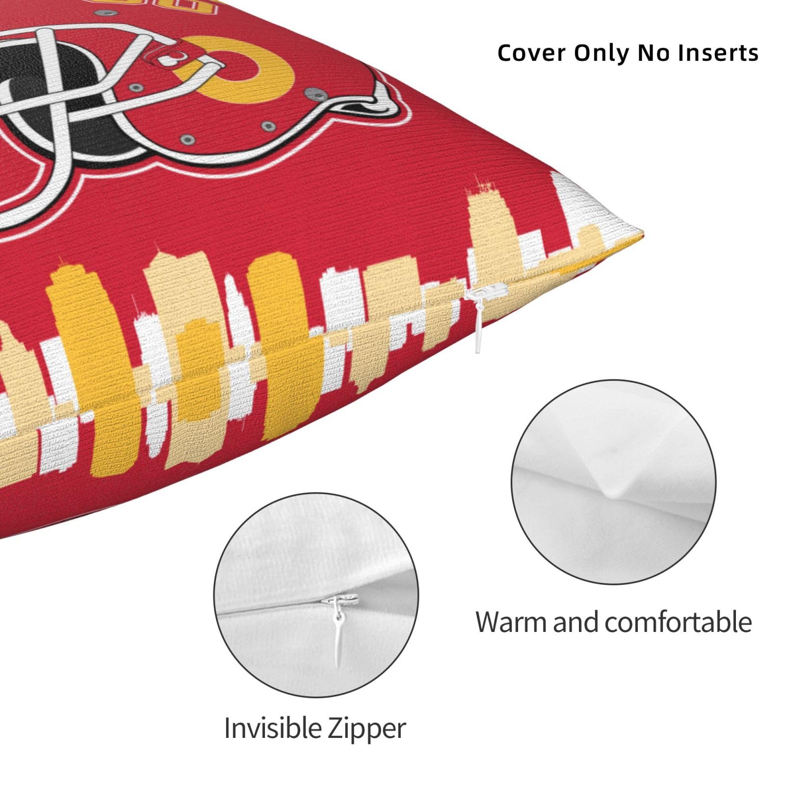 Kansas City Chiefs Throw Pillow Covers - Personalized Name & Number Decorative Pillow Cases for Men & Women Fans | Perfect for Game Day Decor, Home Decor & Sports Fan Gifts
