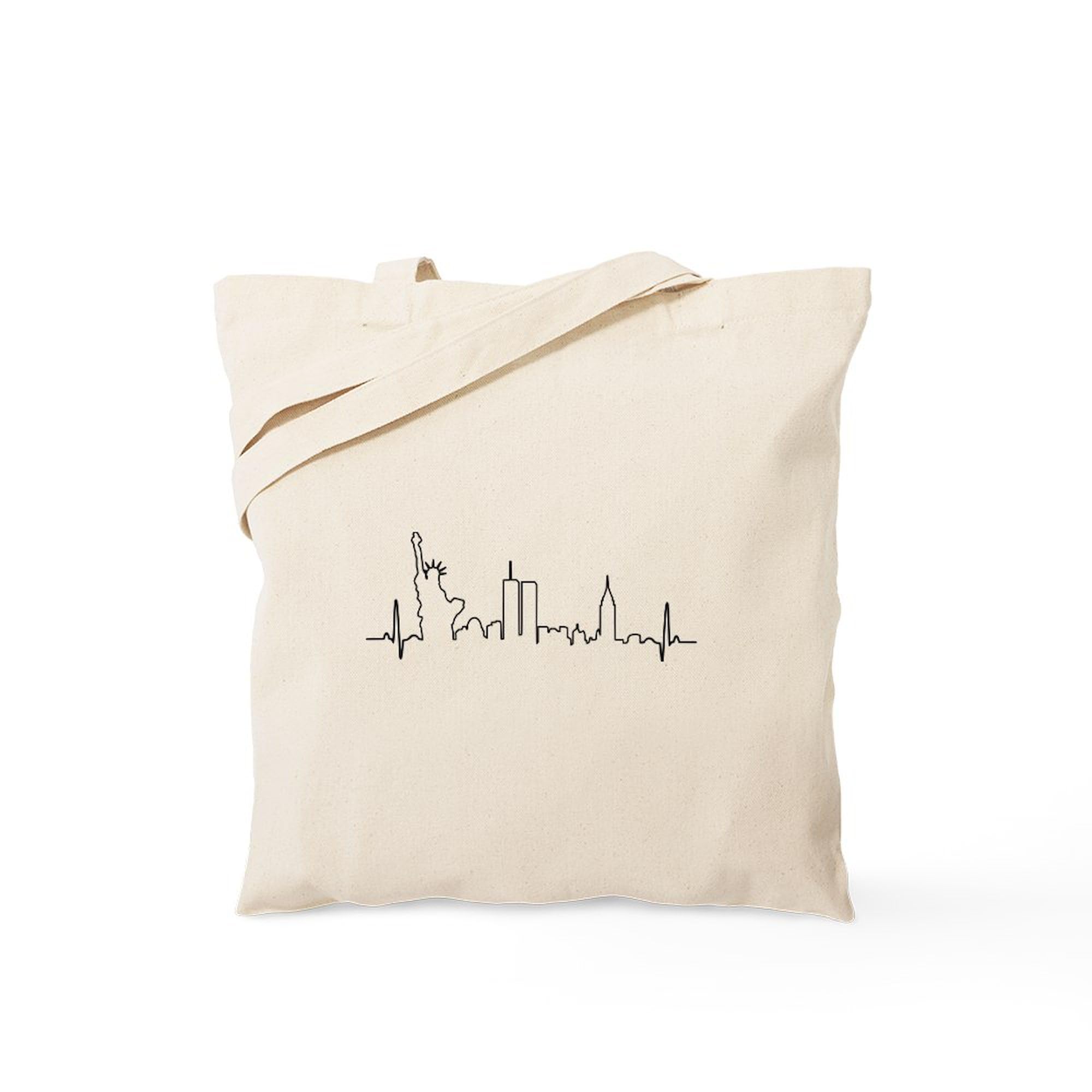 New York Heartbeat Tote Bag - Natural Canvas Reusable Shopping Bag with Unique Design | Perfect for Groceries, Beach Trips & Everyday Use