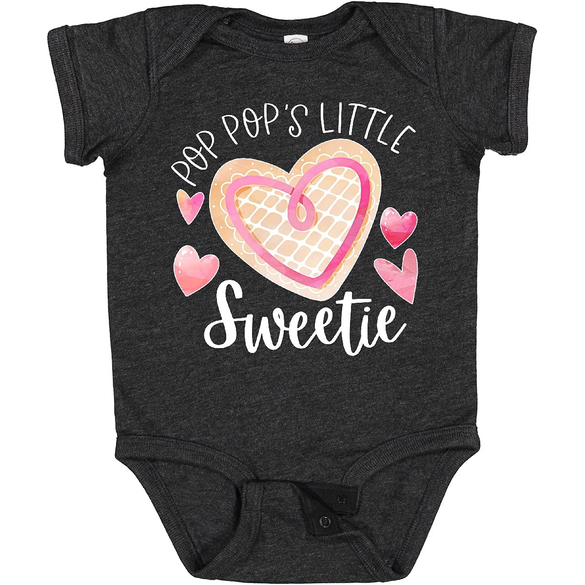 Inktastic Pop Pop's Little Sweetie Pink Heart Cookie Baby Bodysuit - Soft Cotton Onesie for Newborns, Infants & Toddlers - Perfect for Family Photos, Holidays & Special Occasions