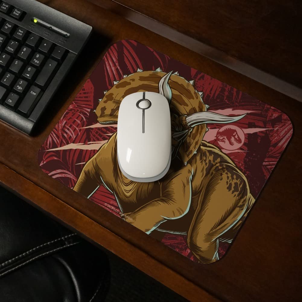 Jurassic World Triceratops Dinosaur Gaming Mouse Pad - Non-Slip Rubber Base, Smooth Surface for PC, Laptop, Office & Home Use