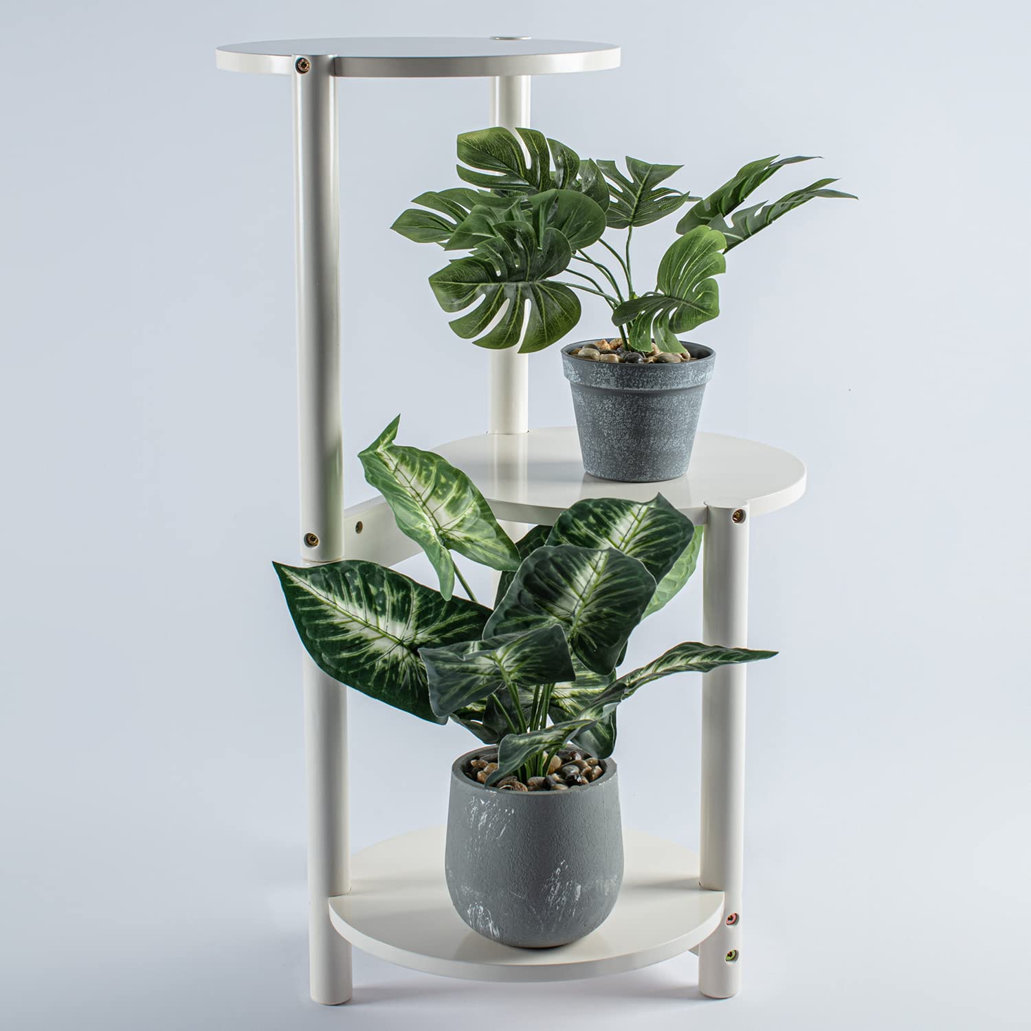 3-Tier White Wooden Plant Stand for Indoor Use - Large Corner Shelf with 3 Display Racks - Perfect for Living Room, Balcony, Patio & Garden Decor - Space-Saving Plant Holder for Potted Flowers, Succulents & Home Decor