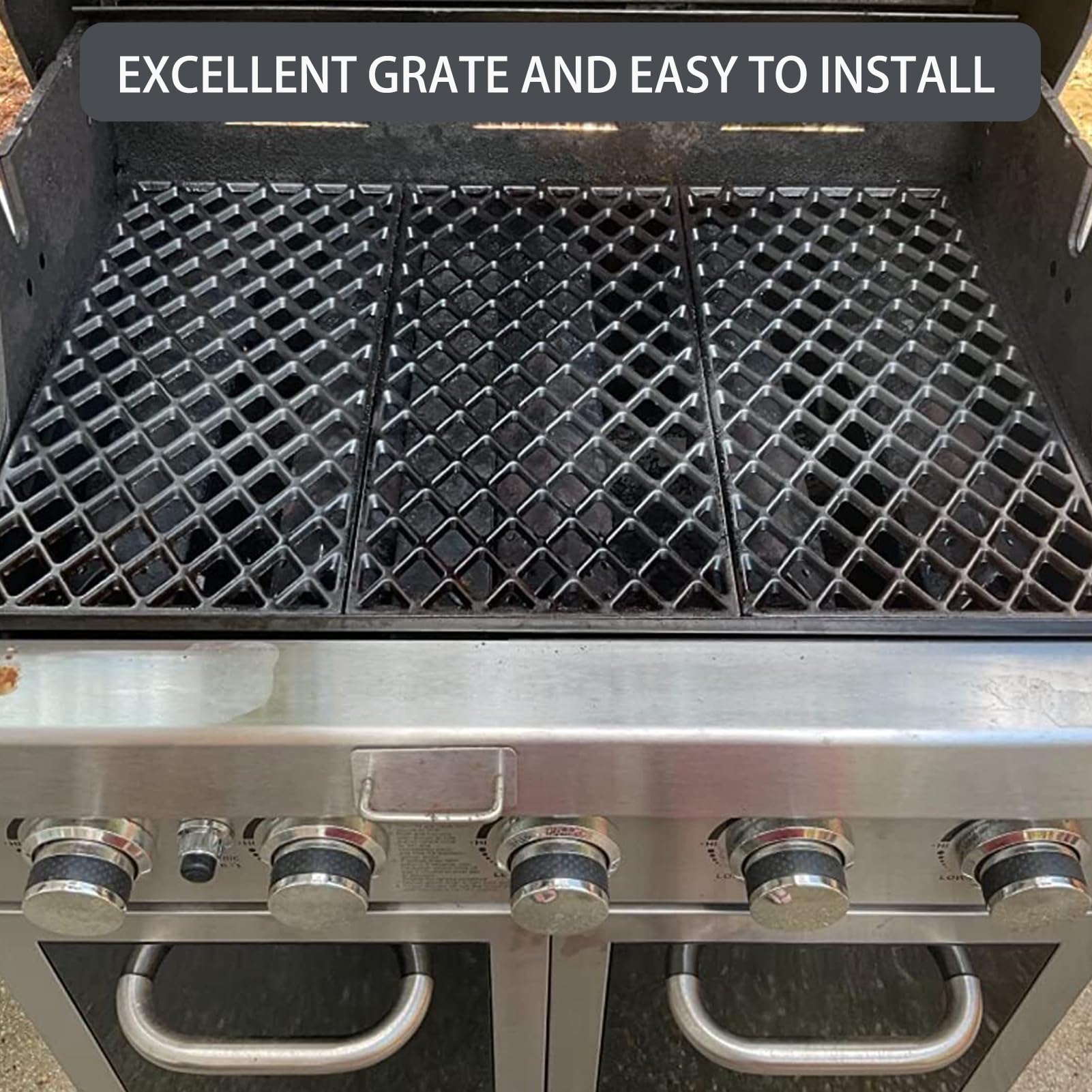 GR2210601-MM-00 Replacement Cast Iron Grill Grates for Member’s Mark Grill - 3-Piece Cooking Grid Set - Compatible with Sam's Club Rankam Grills - Perfect for Backyard BBQs, Camping & Outdoor Cooking