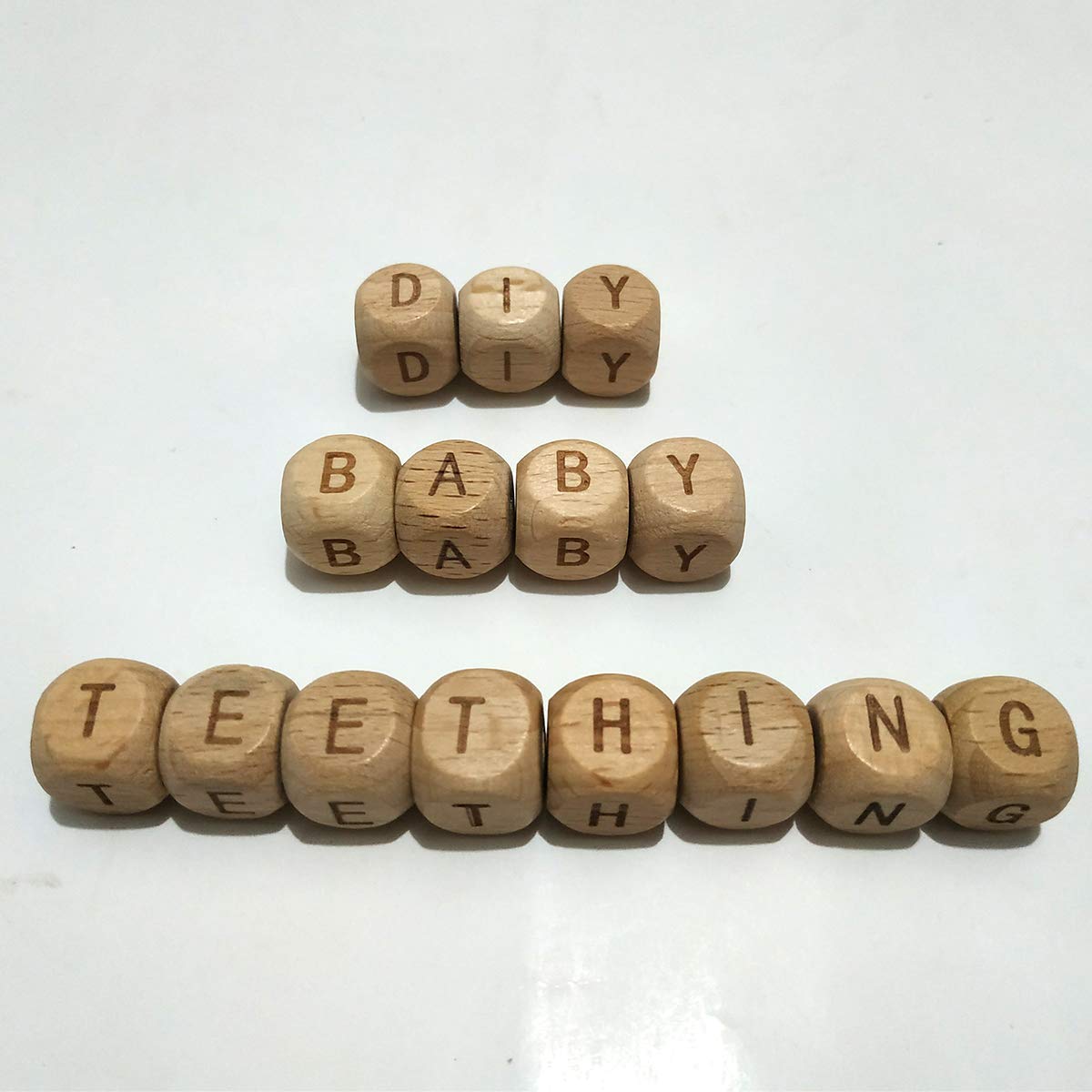 50pcs 12mm Square Beech Wood Alphabet Letter Beads - DIY Jewelry Making, Name Necklaces, Bracelets & Craft Projects - Perfect for Personalized Gifts, Party Favors and Kids Crafts